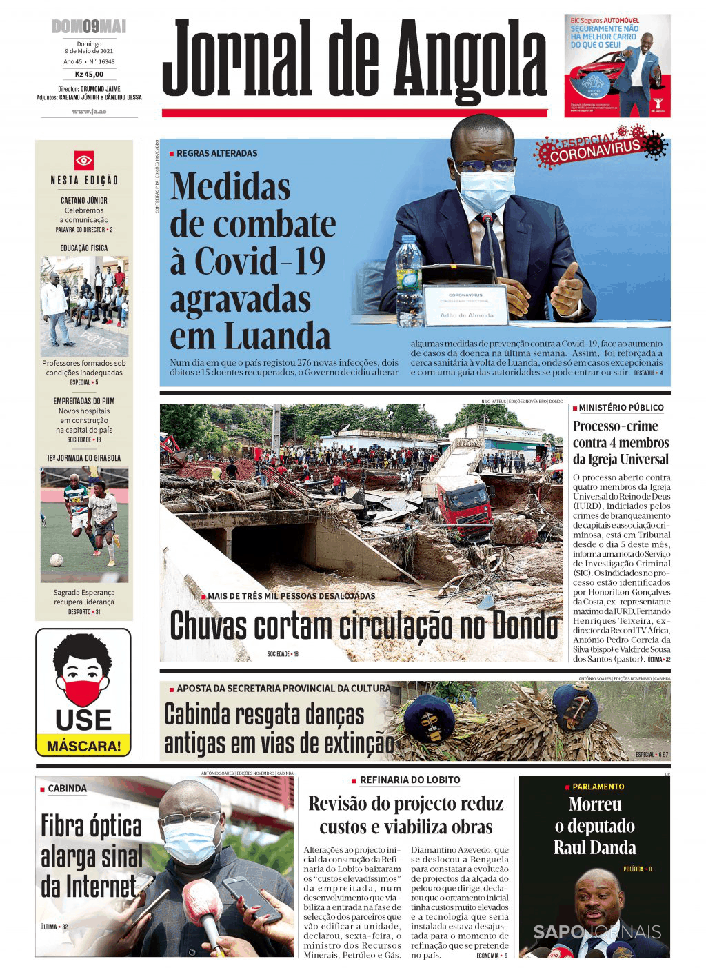 Jornal De Angola 8 Mai 2021 Jornais E Revistas Sapopt Última Hora E Notícias De Hoje 8492