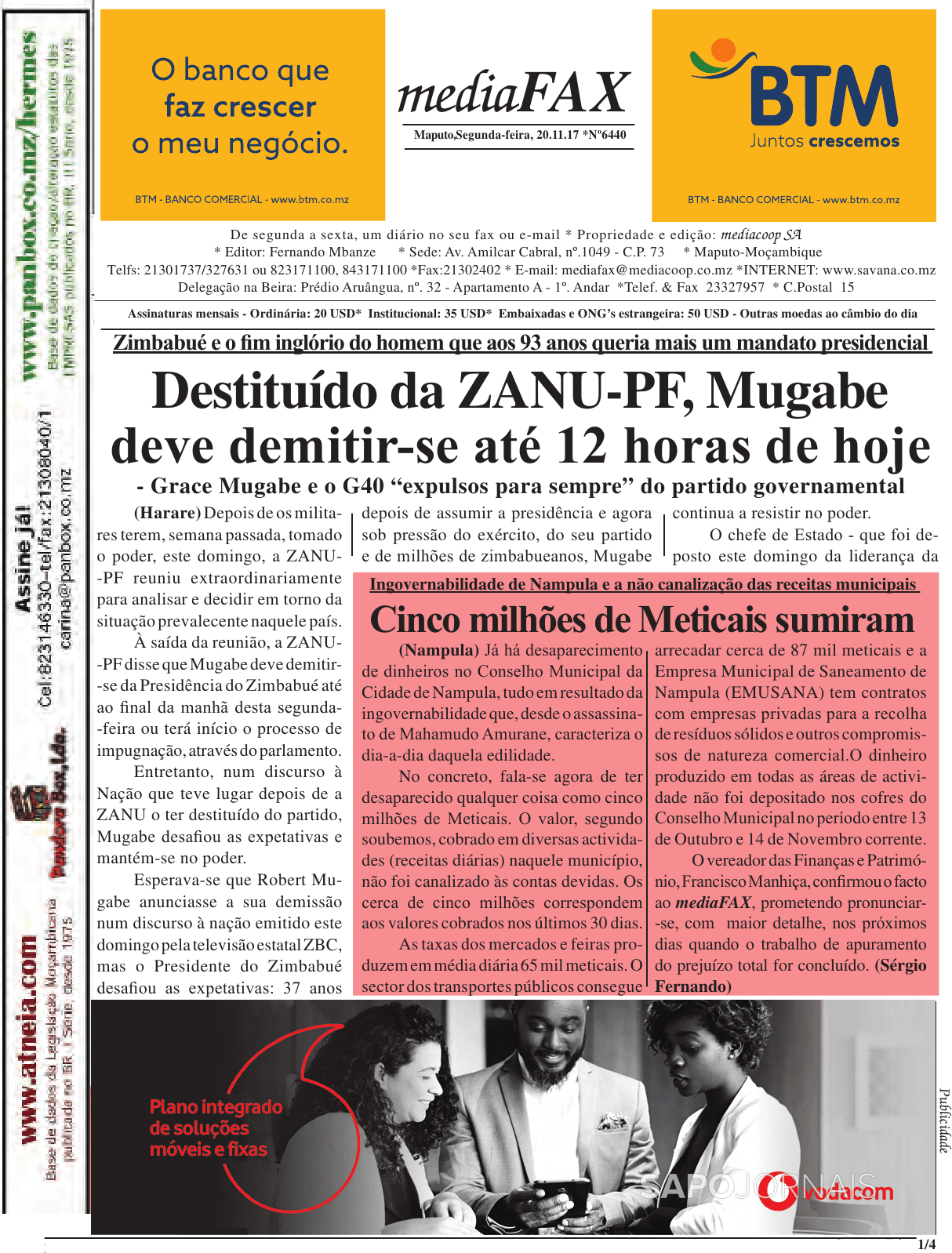 Mediafax 20 Nov 2017 Jornais E Revistas Sapo 5350