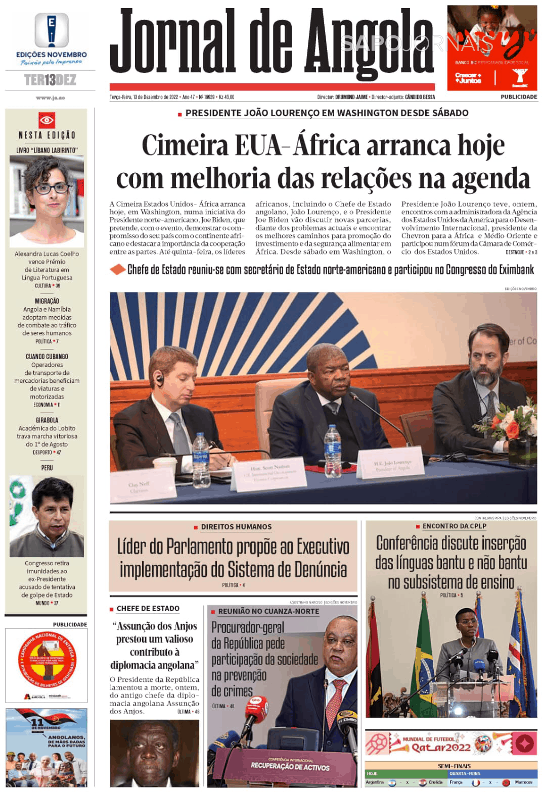 Jornal De Angola 13 Dez 2022 Jornais E Revistas Sapopt Última Hora E Notícias De Hoje 2246