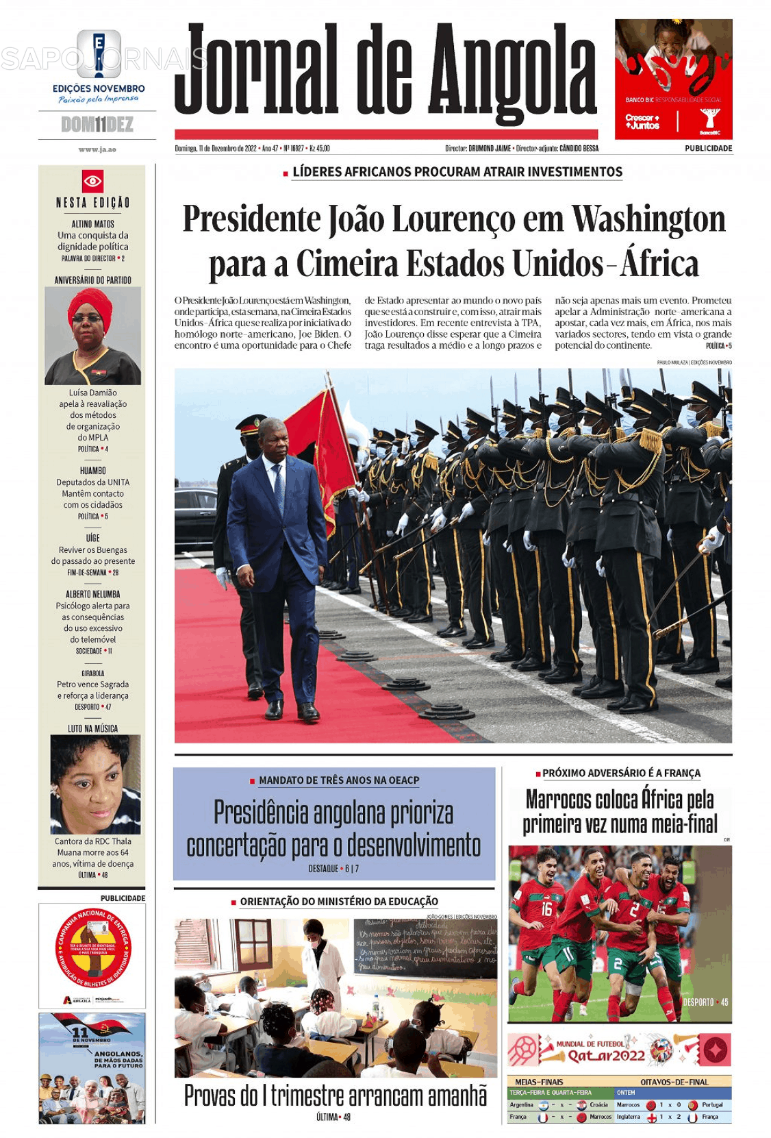 Jornal De Angola 11 Dez 2022 Jornais E Revistas Sapopt Última Hora E Notícias De Hoje 1562