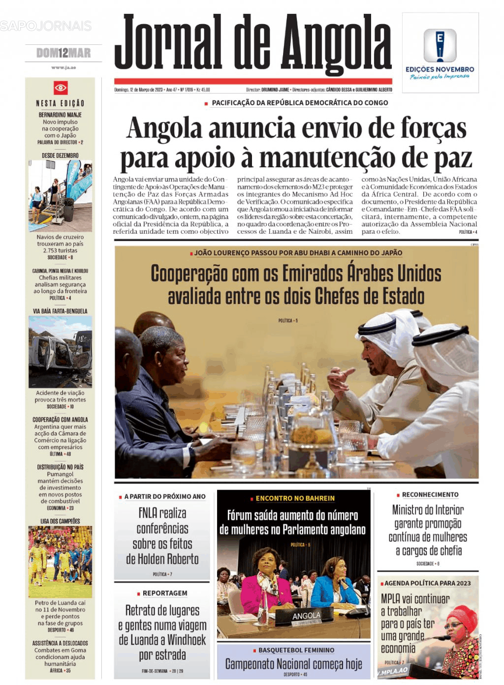 Jornal De Angola 12 Mar 2023 Jornais E Revistas Sapopt Última Hora E Notícias De Hoje 8315