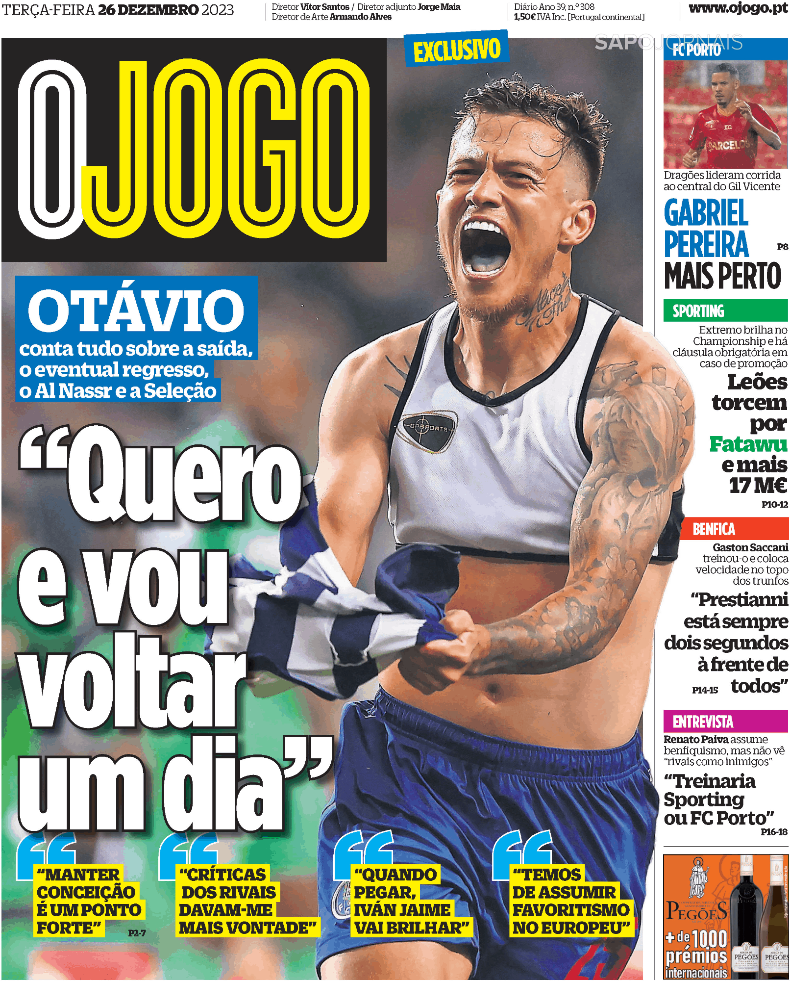 O jogo 26 dez 2023 jornais e revistas sapo pt ltima hora e