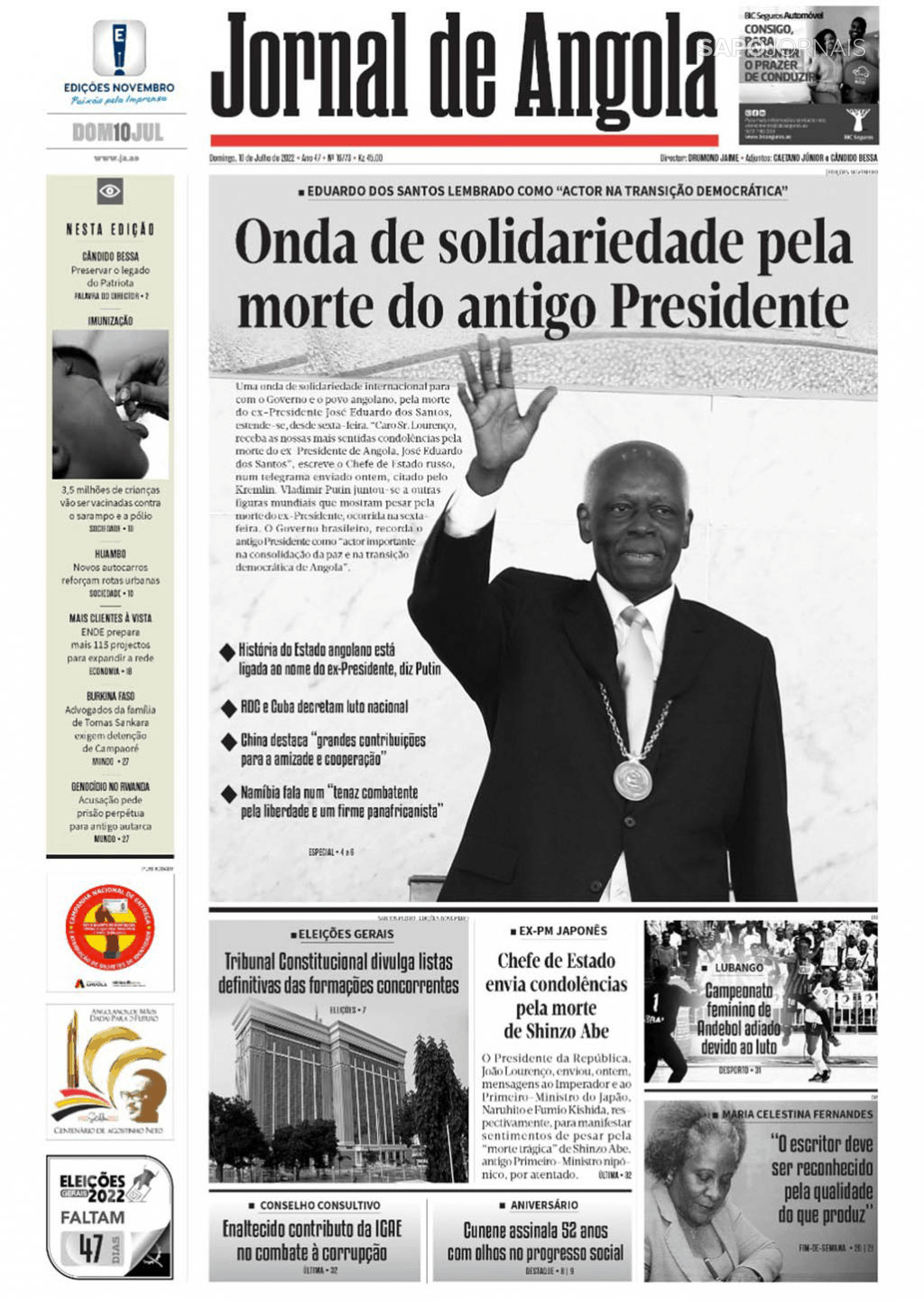 Jornal De Angola (10 Jul 2022) - Jornais E Revistas - SAPO.pt - Última ...