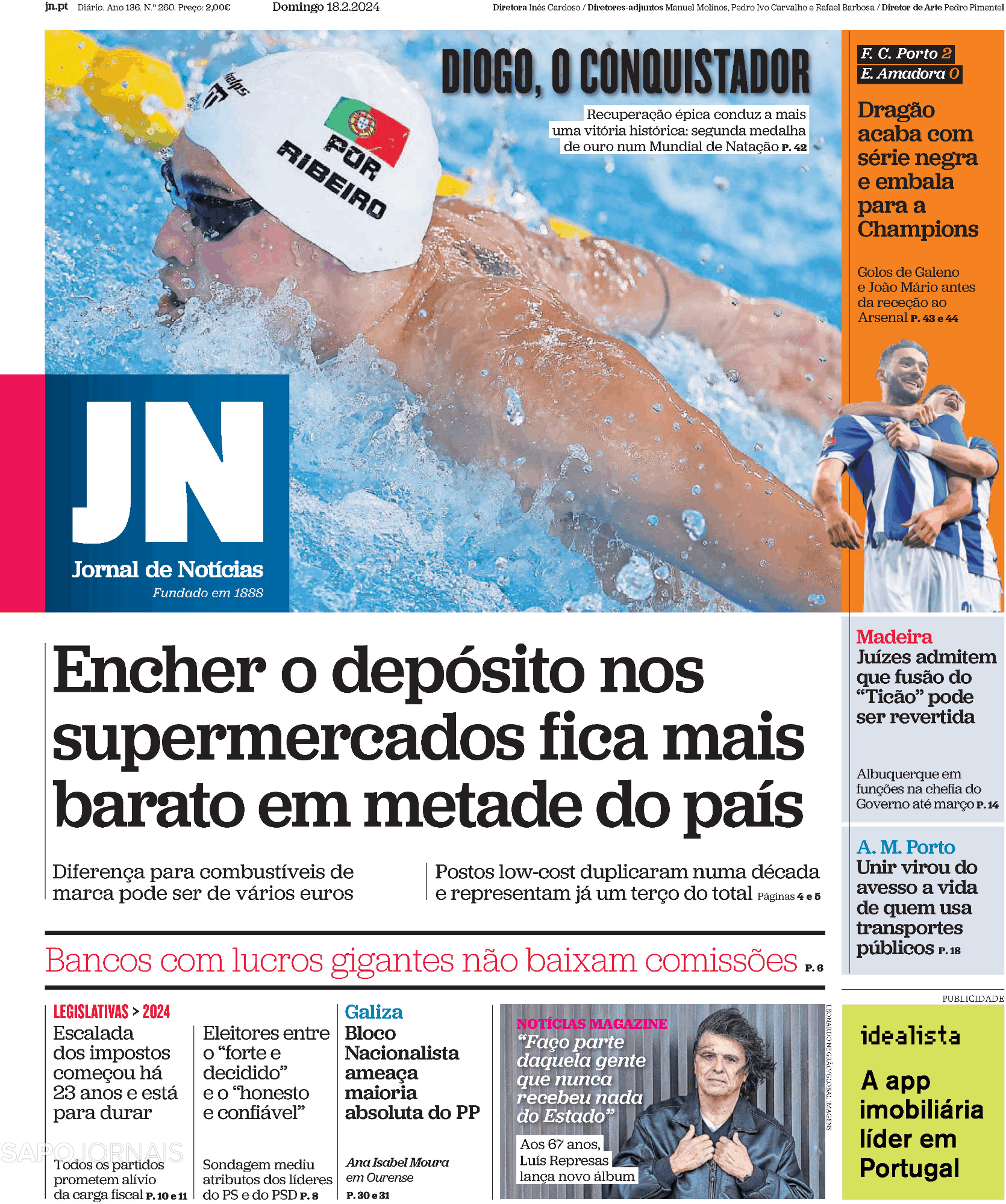 Jornal De Notícias 18 Fev 2024 Jornais E Revistas Sapopt Última Hora E Notícias De Hoje 3276