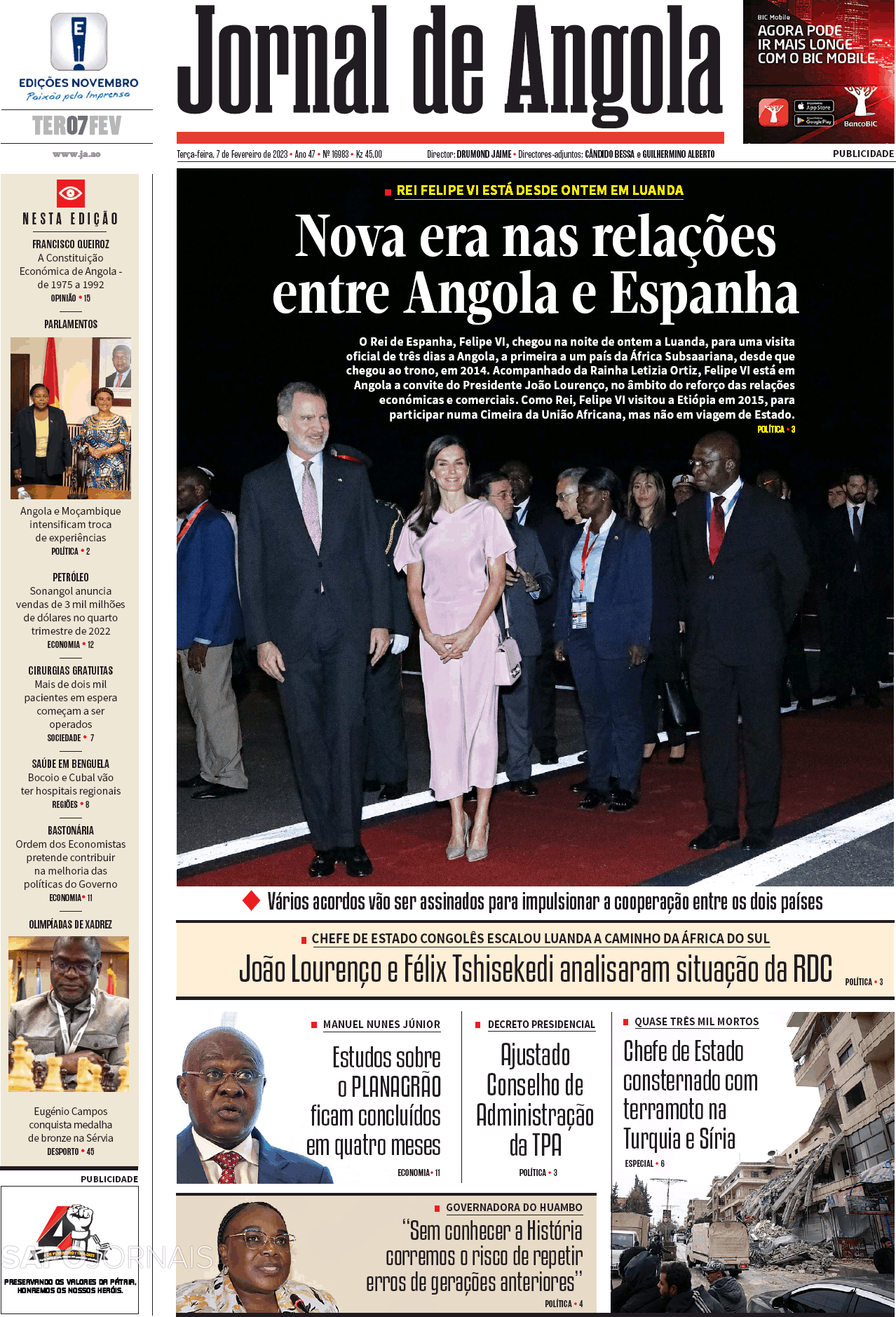 Jornal De Angola 7 Fev 2023 Jornais E Revistas Sapopt Última Hora E Notícias De Hoje 5407