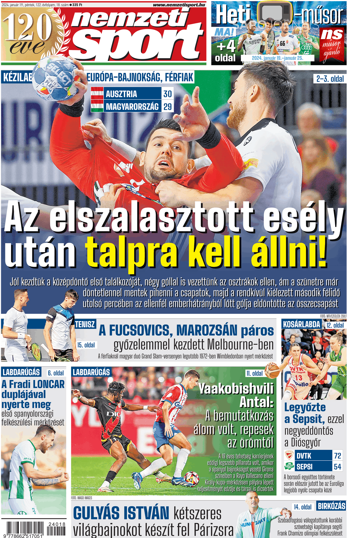 Nemzeti Sport (19 jan 2024) Jornais e Revistas SAPO.pt Última hora e notícias de hoje