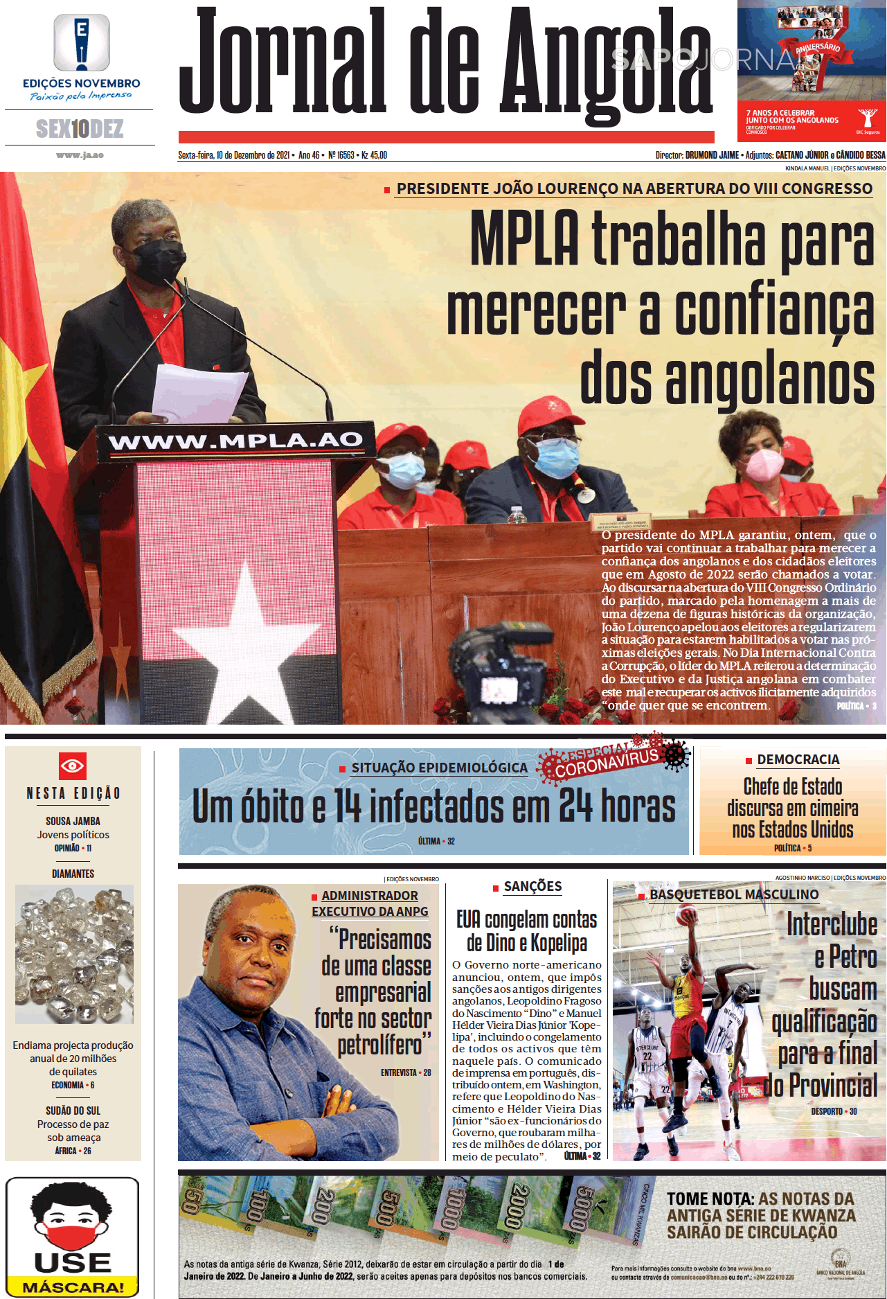 Jornal De Angola 10 Dez 2021 Jornais E Revistas Sapo 6539