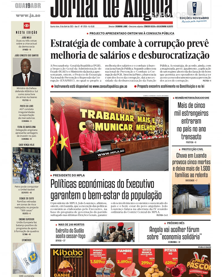 Jornal De Angola 19 Abr 2023 Jornais E Revistas Sapo 24 0103