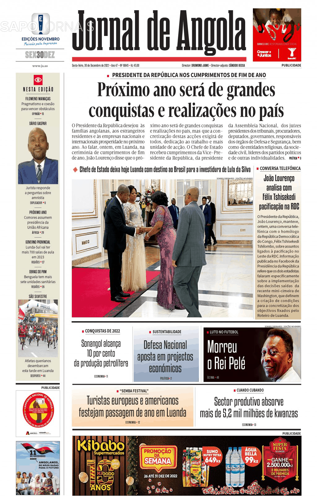 Jornal De Angola 30 Dez 2022 Jornais E Revistas Sapopt Última Hora E Notícias De Hoje 8184