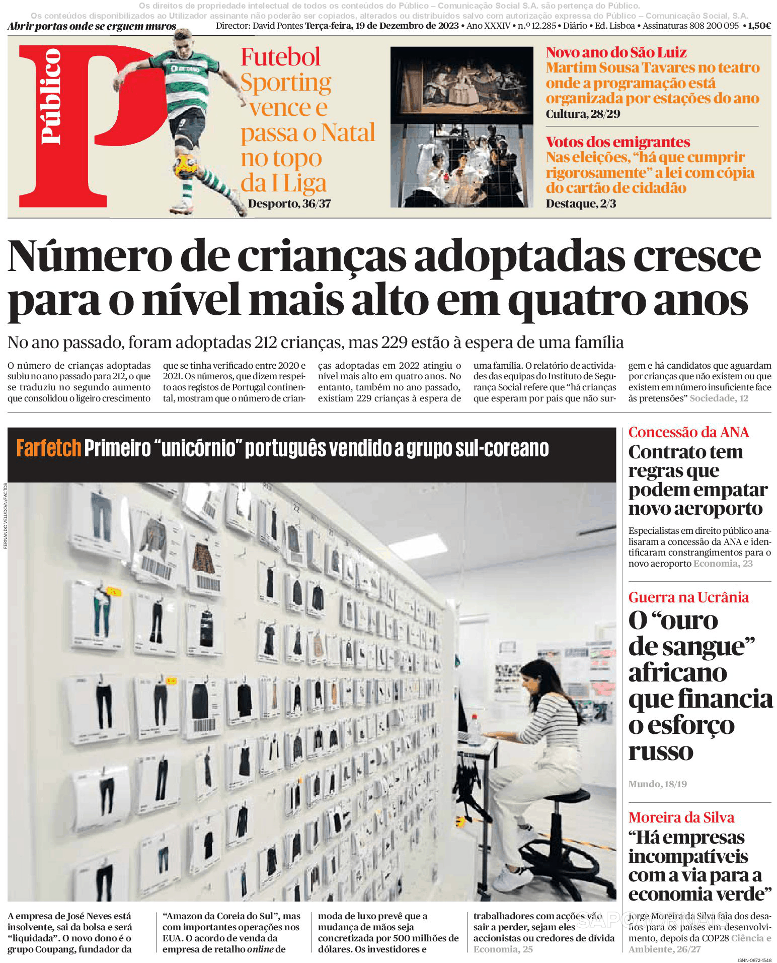 Público 19 Dez 2023 Jornais E Revistas Sapopt Última Hora E