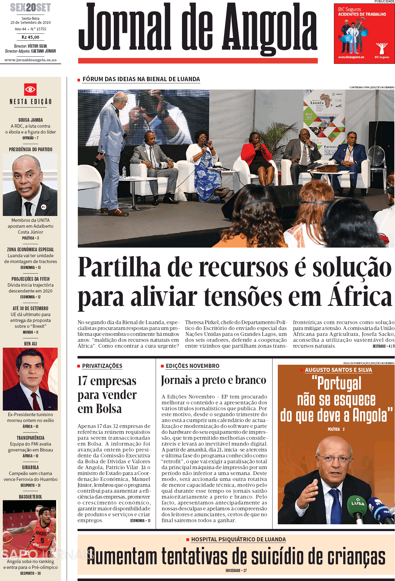 Jornal De Angola 20 Set 2019 Jornais E Revistas Sapo 4413
