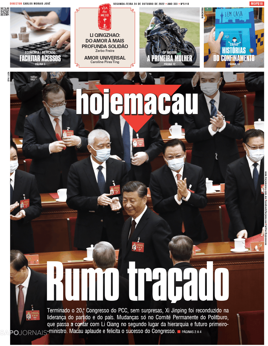 Hoje Macau 24 Out 2022 Jornais E Revistas Sapopt Última Hora E Notícias De Hoje 8686