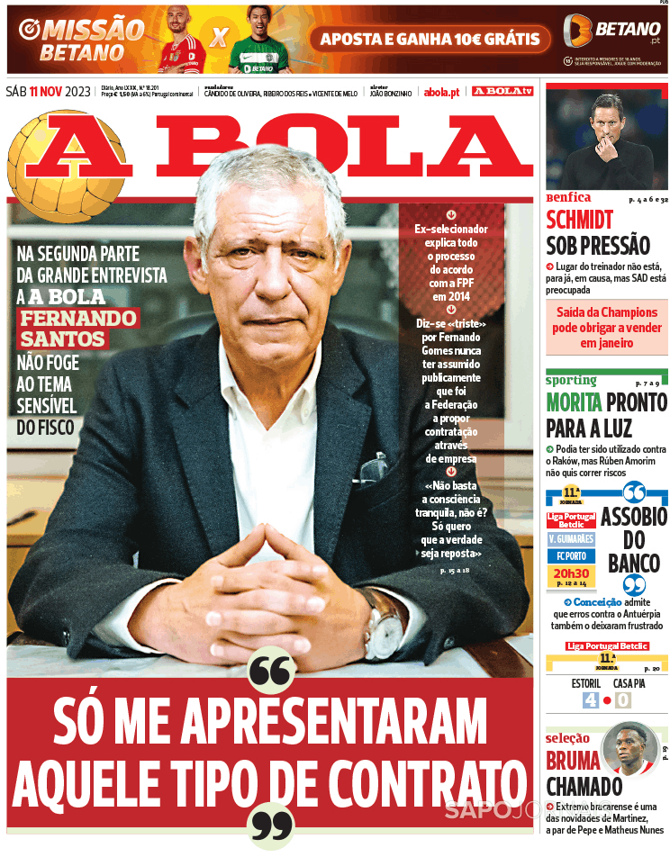 A Bola (11 Nov 2023) - Jornais E Revistas - SAPO.pt - Última Hora E ...