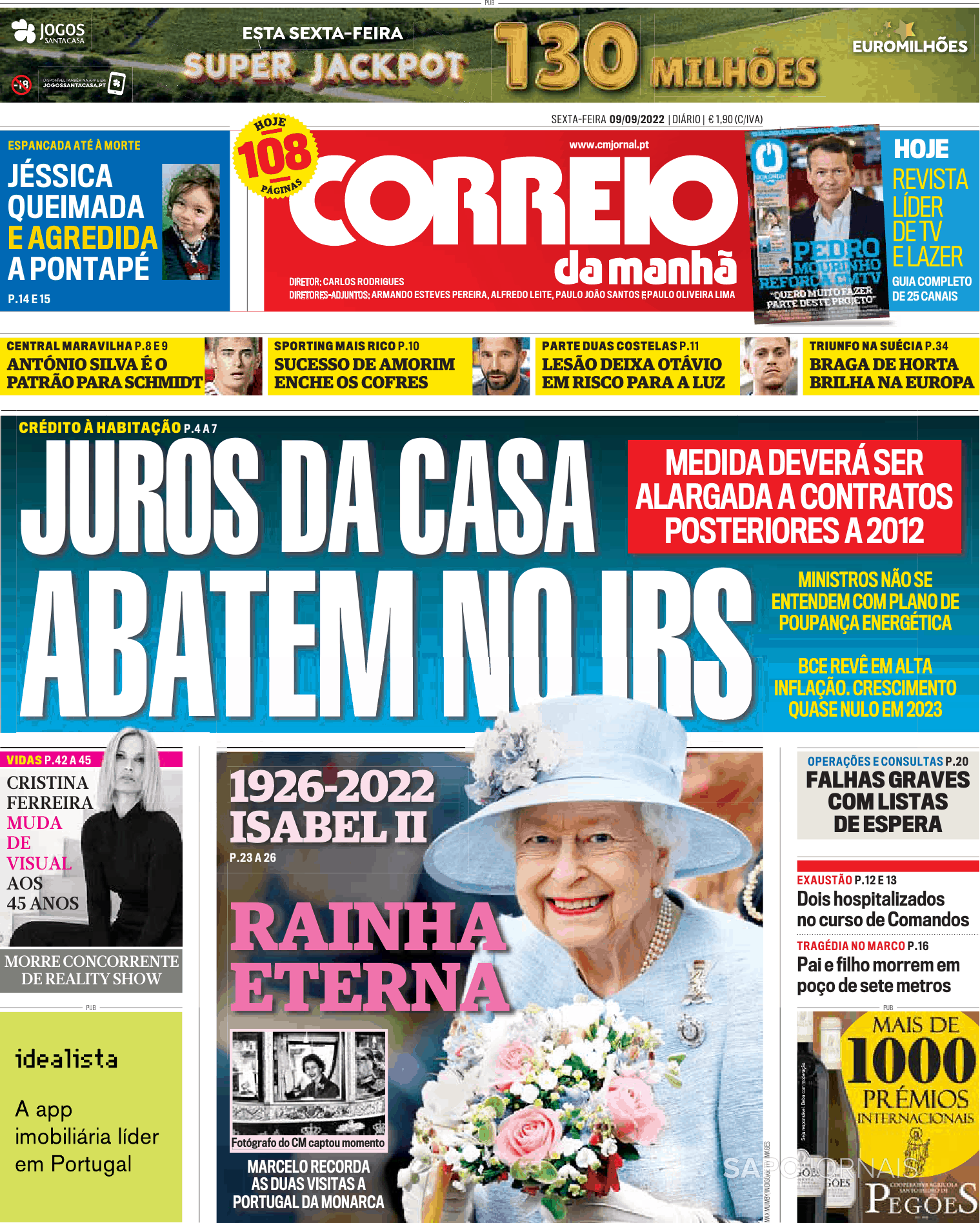 Correio Da Manhã 9 Set 2022 Jornais E Revistas Sapopt Última Hora E Notícias De Hoje