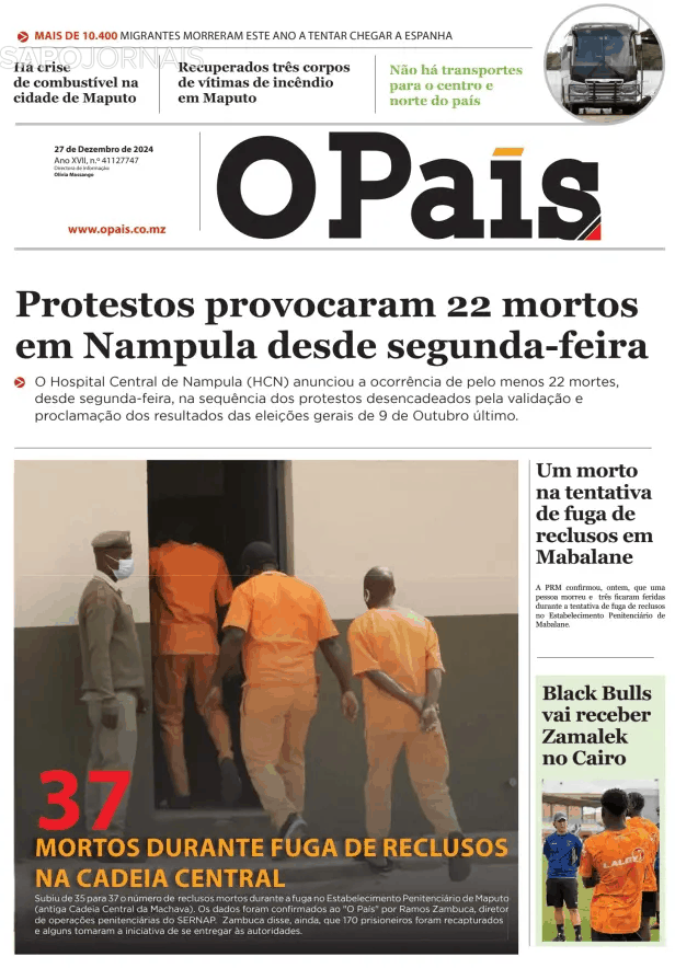 O pa s 27 dez 2024 jornais e revistas sapo pt ltima hora e