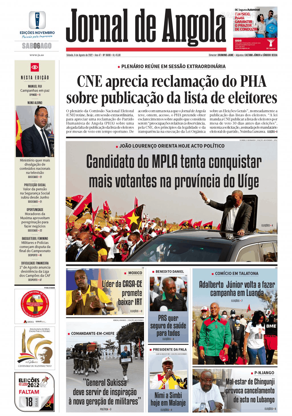 Jornal De Angola 6 Ago 2022 Jornais E Revistas Sapopt Última Hora E Notícias De Hoje 6600