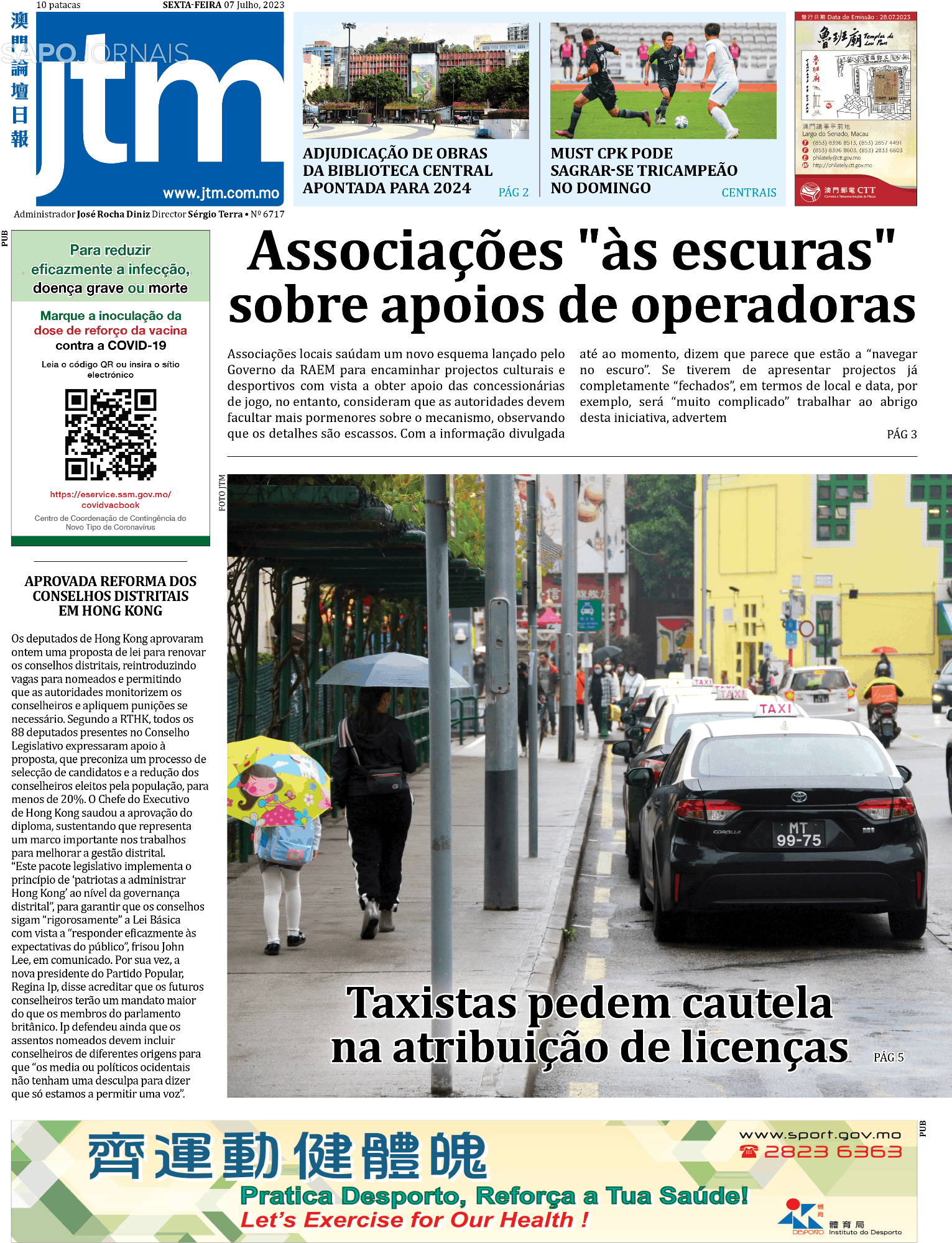 Jornal Tribuna De Macau 7 Jul 2023 Jornais E Revistas Sapopt Última Hora E Notícias De 8752