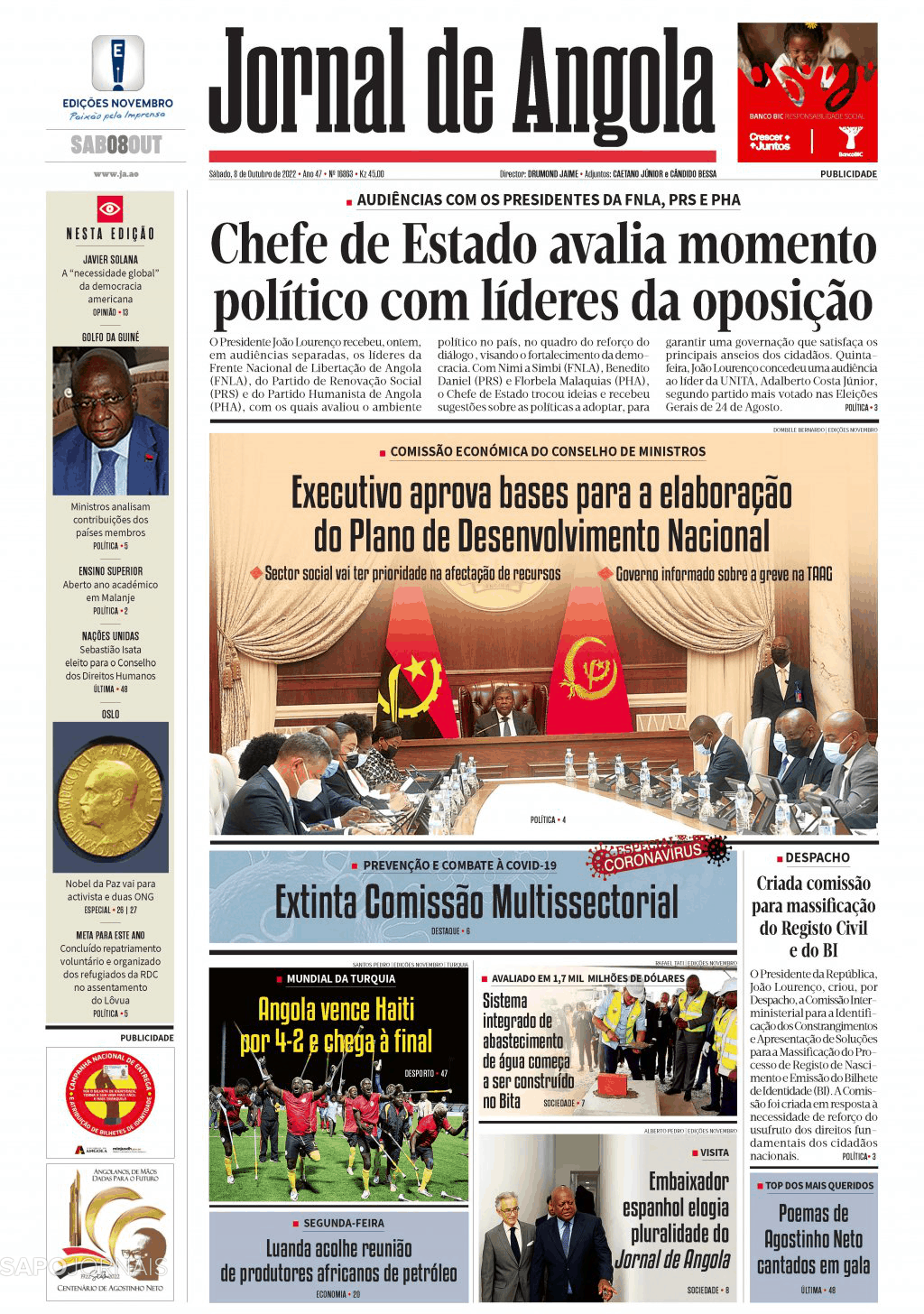 Jornal De Angola 8 Out 2022 Jornais E Revistas Sapo 9257