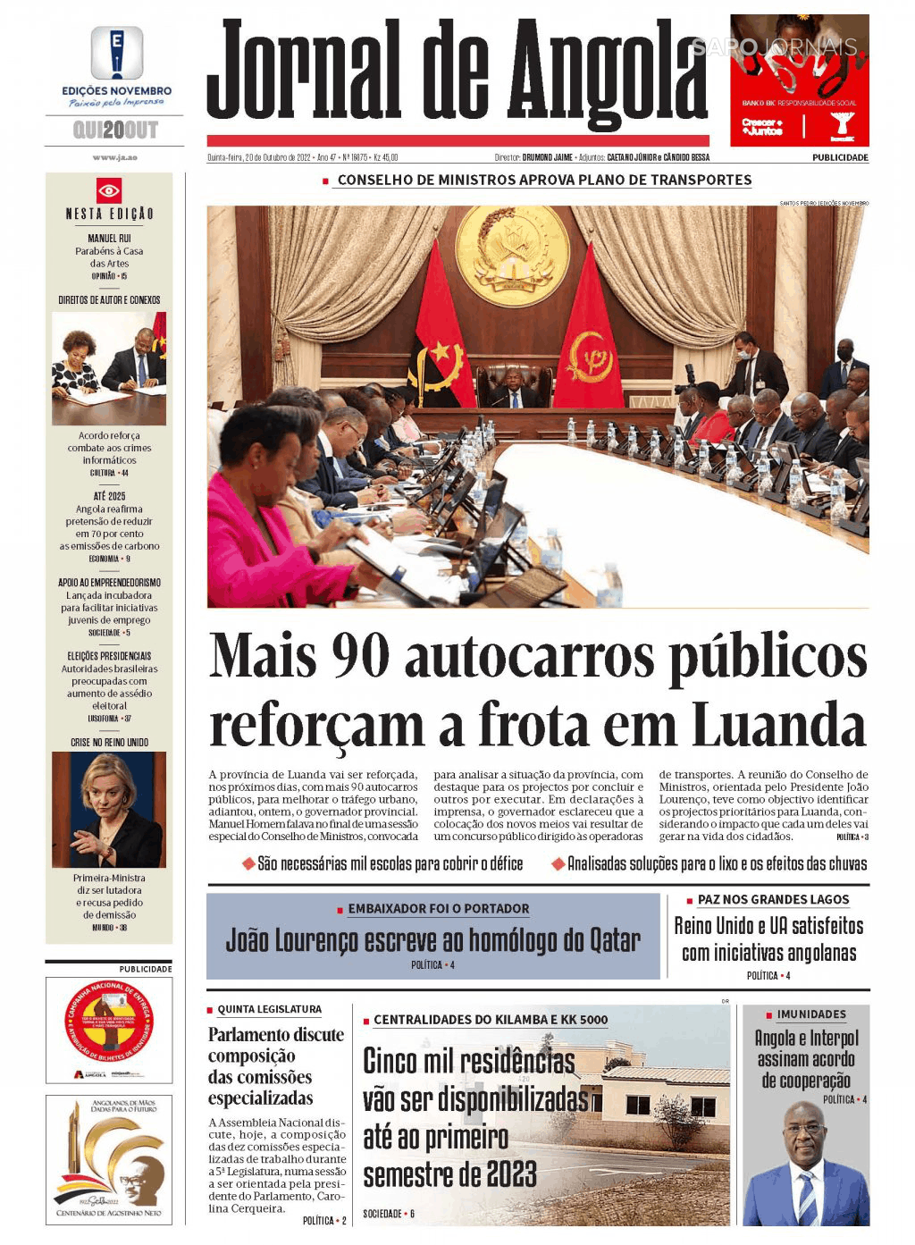 Jornal De Angola 20 Out 2022 Jornais E Revistas Sapo 24 6464