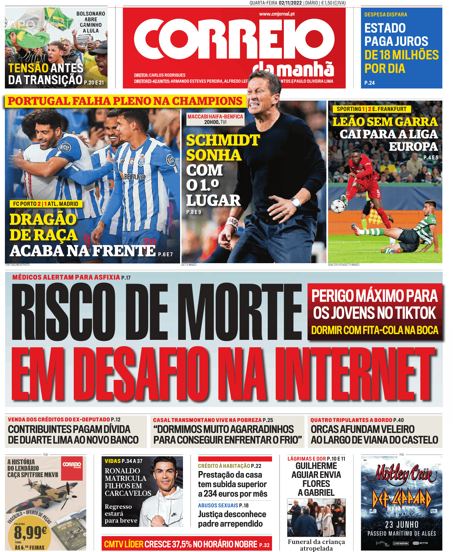 Correio Da Manhã 2 Nov 2022 Jornais E Revistas Sapo