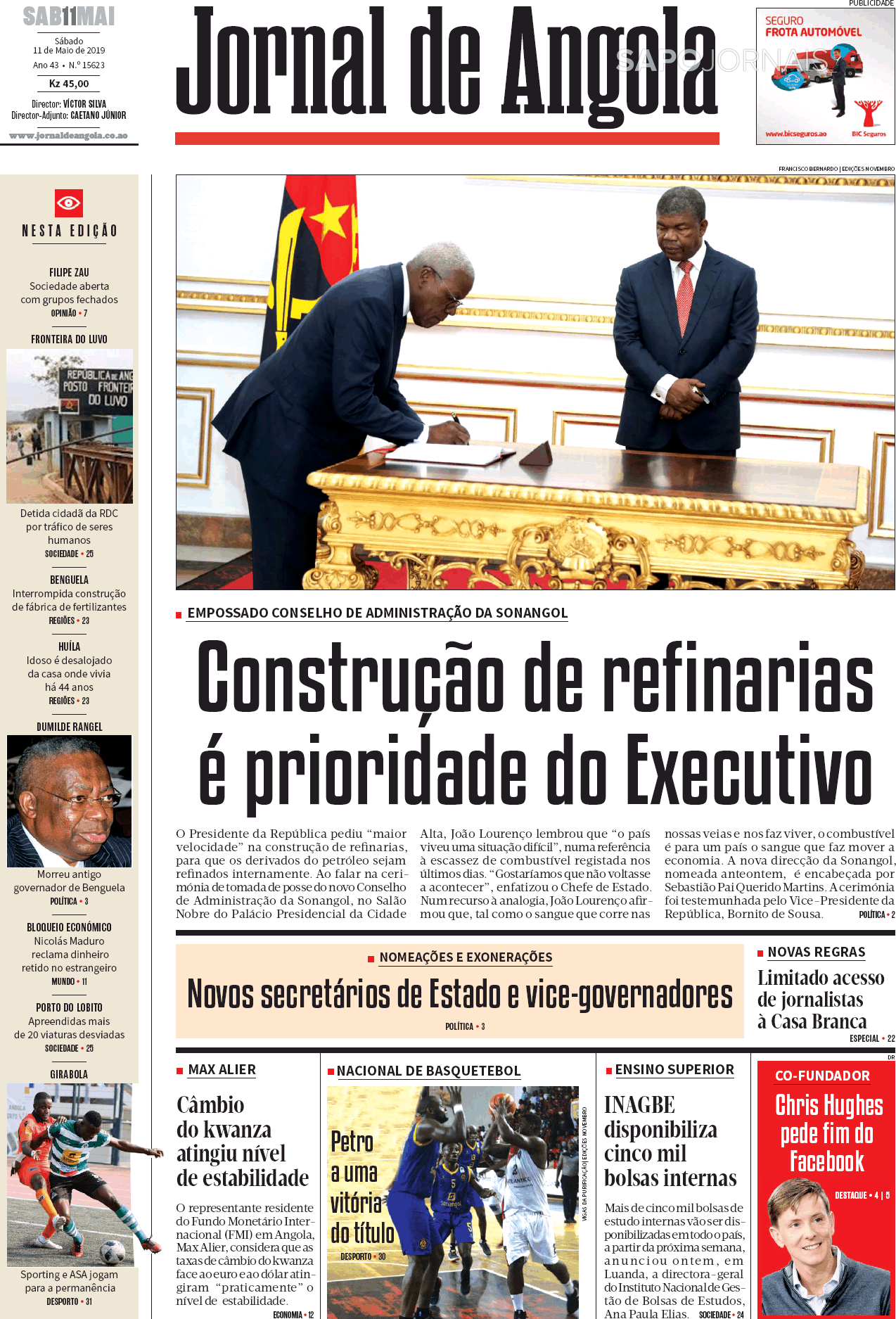 Jornal De Angola 11 Mai 2019 Jornais E Revistas Sapopt Última Hora E Notícias De Hoje 9251