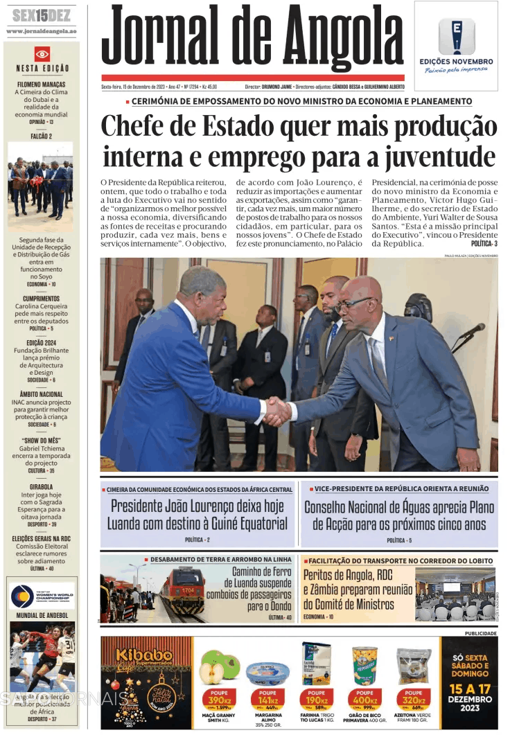 Jornal De Angola (15 Dez 2023) - Jornais E Revistas - SAPO.pt - Última ...