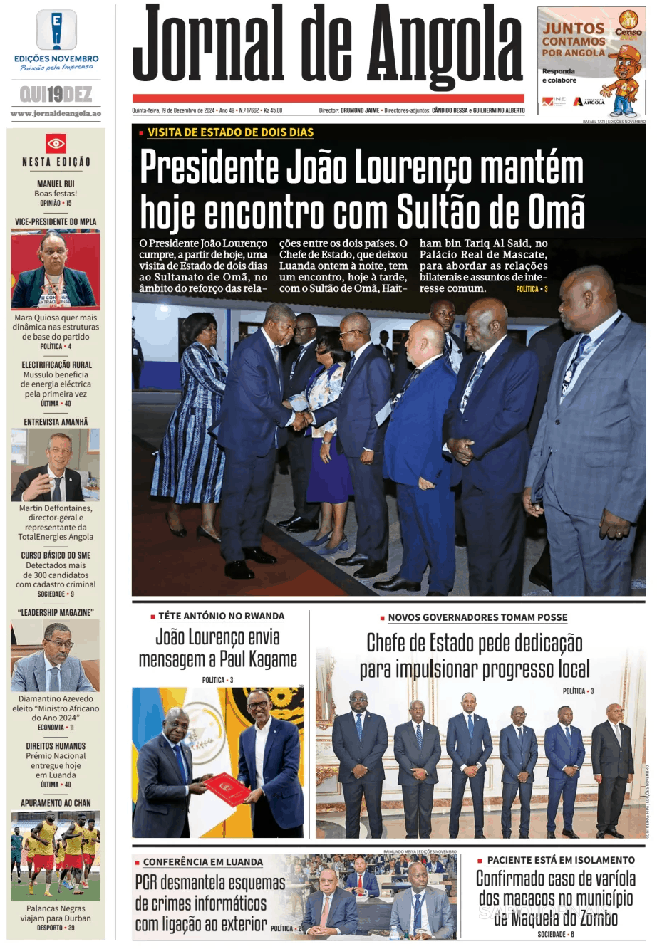 Jornal de Angola (19 dez 2024) - Jornais e Revistas - SAPO.pt - Última ...