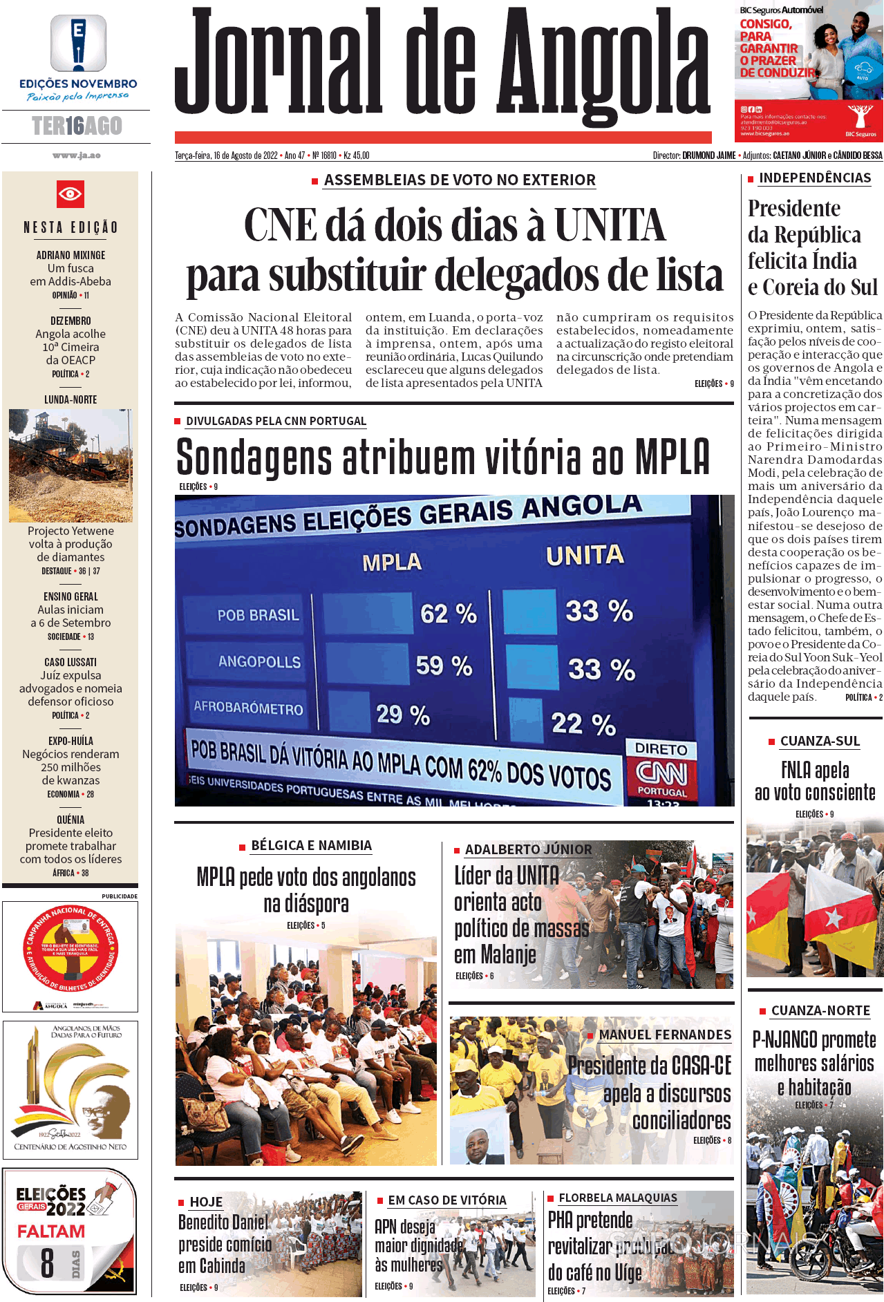 Jornal De Angola 16 Ago 2022 Jornais E Revistas Sapo 6638