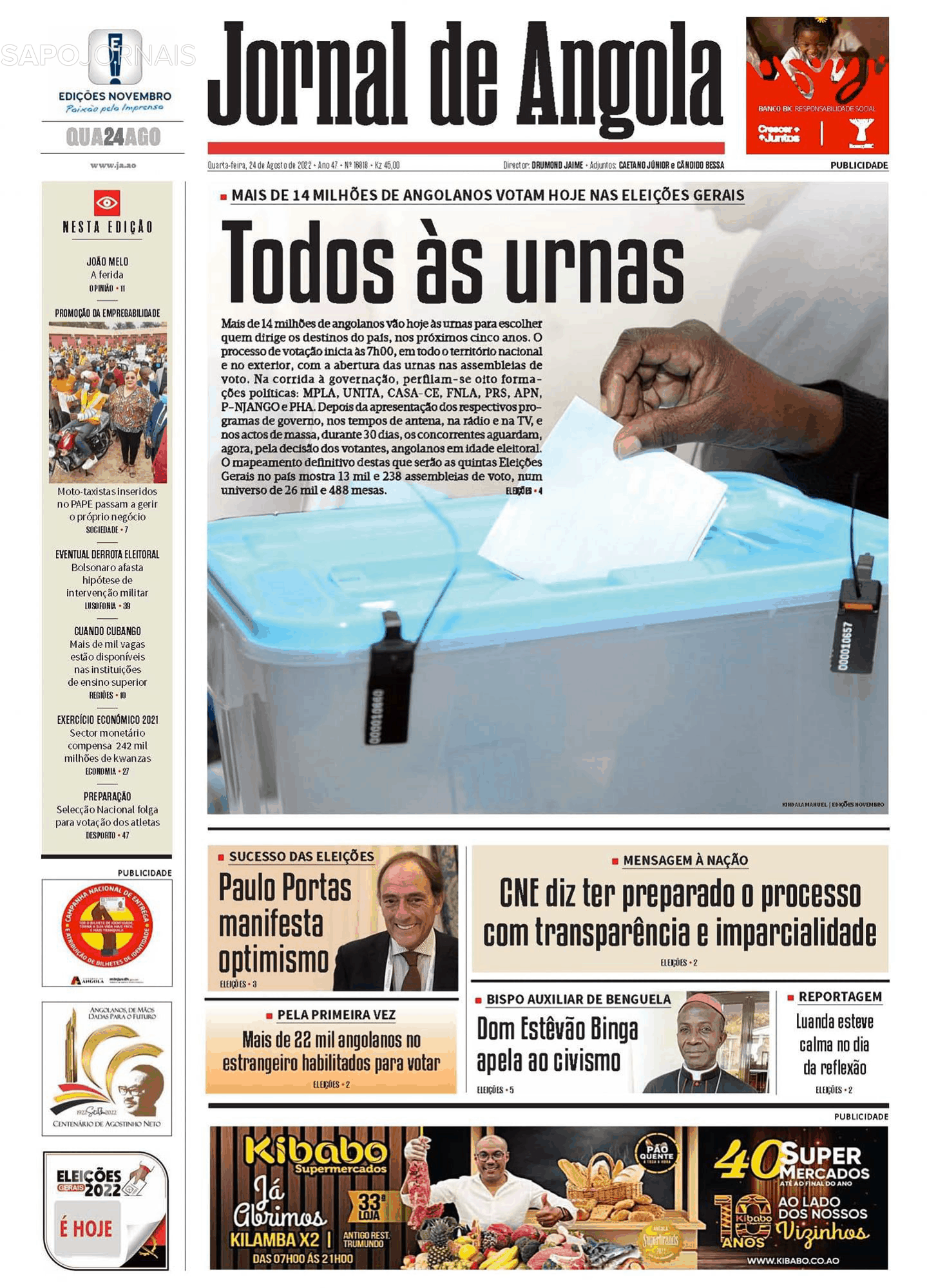 Jornal De Angola 24 Ago 2022 Jornais E Revistas Sapopt Última Hora E Notícias De Hoje 3913