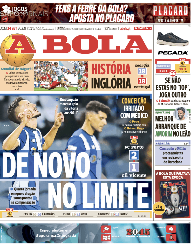 A bola 24 set 2023 jornais e revistas sapo pt ltima hora e