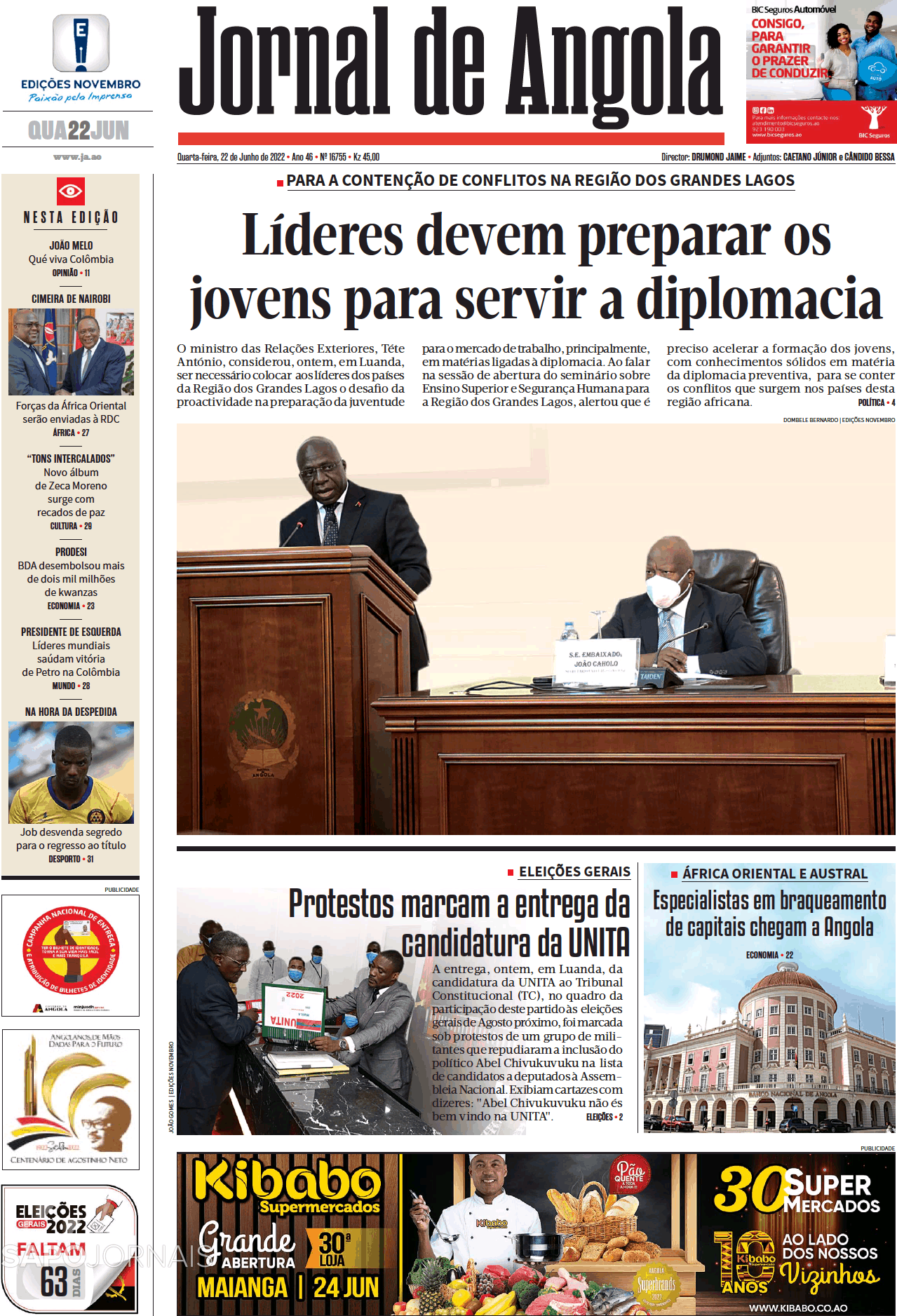 Jornal De Angola 22 Jun 2022 Jornais E Revistas Sapo 9995