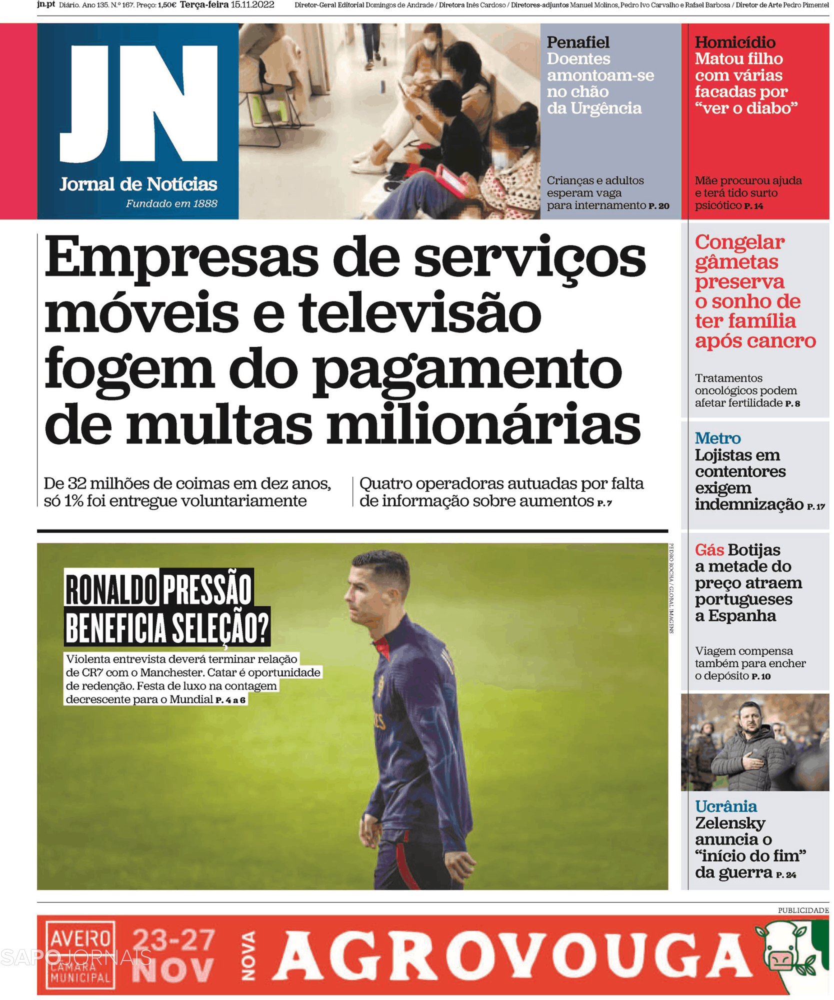 Jornal De Notícias 15 Nov 2022 Jornais E Revistas Sapopt Última Hora E Notícias De Hoje