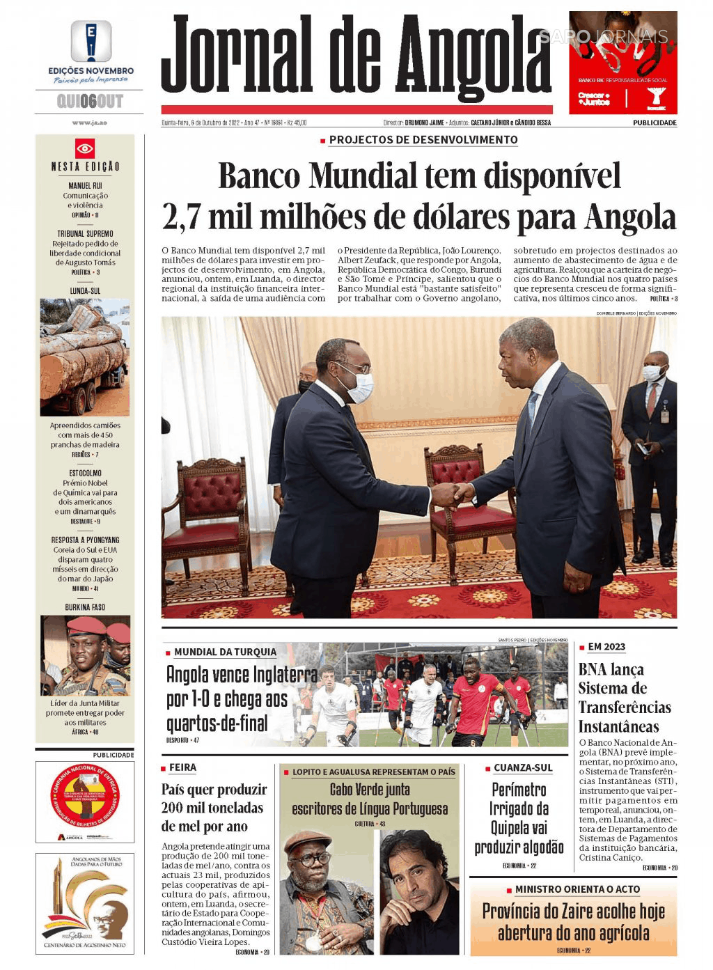 Jornal De Angola 6 Out 2022 Jornais E Revistas Sapo 7859