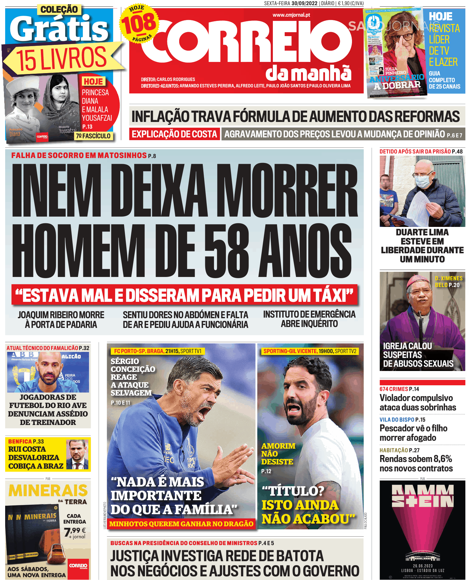 Correio Da Manhã 30 Set 2022 Jornais E Revistas Sapopt Última Hora E Notícias De Hoje