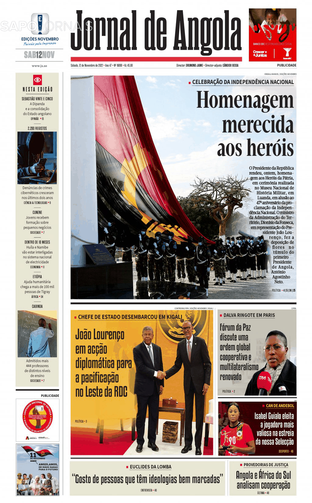 Jornal De Angola 12 Nov 2022 Jornais E Revistas Sapo 3753