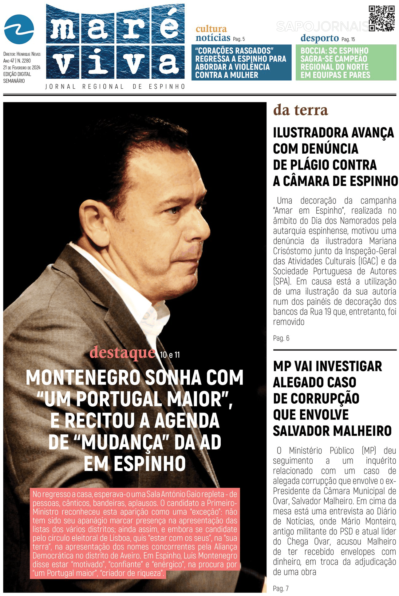 Maré Viva 21 Fev 2024 Jornais E Revistas Sapopt Última Hora E Notícias De Hoje 0573