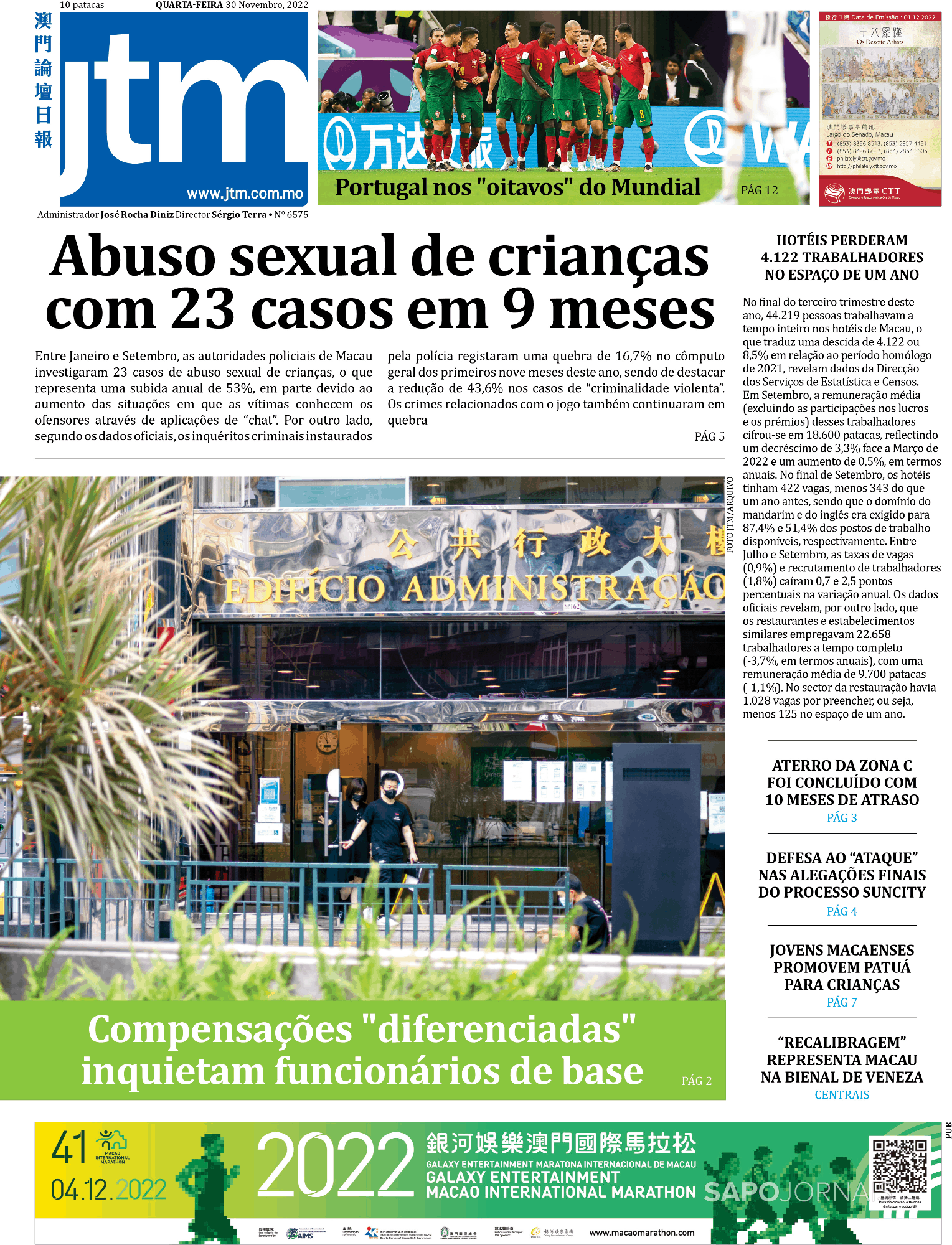 Jornal Tribuna De Macau 30 Nov 2022 Jornais E Revistas Sapopt Última Hora E Notícias De 4354