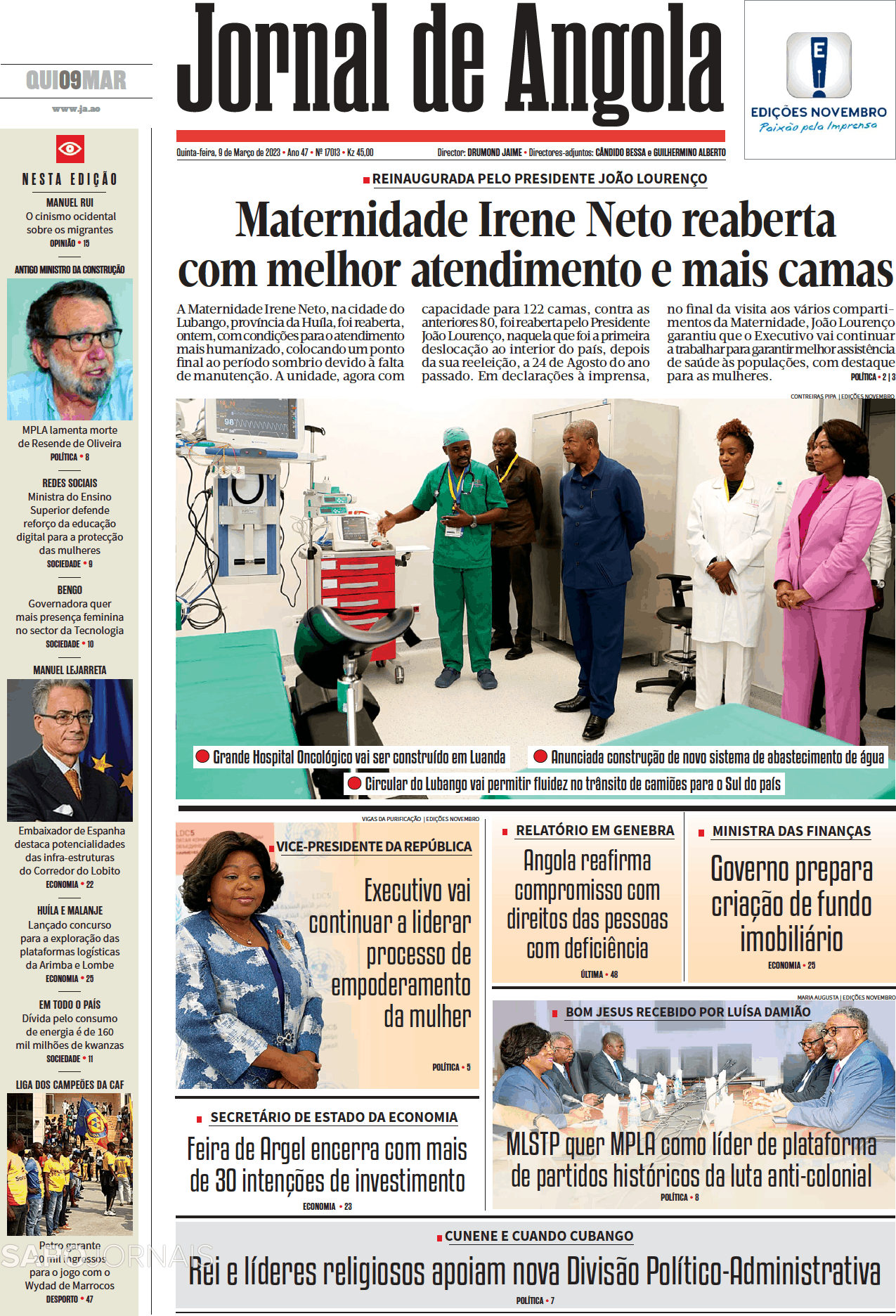 Jornal De Angola 9 Mar 2023 Jornais E Revistas Sapopt Última Hora E Notícias De Hoje 1395