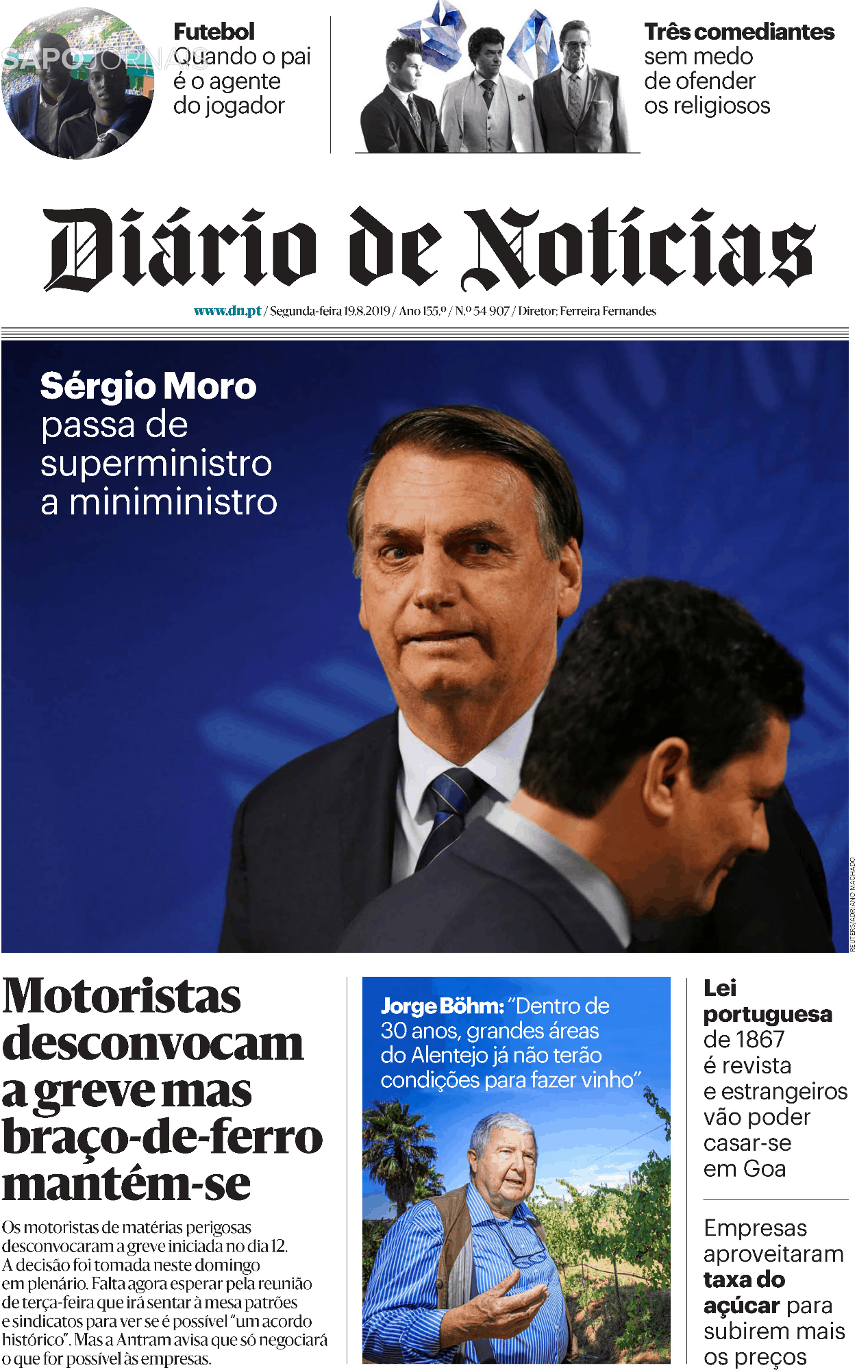 Diário De Notícias 19 Ago 2019 Jornais E Revistas Sapopt Última Hora E Notícias De Hoje 3974