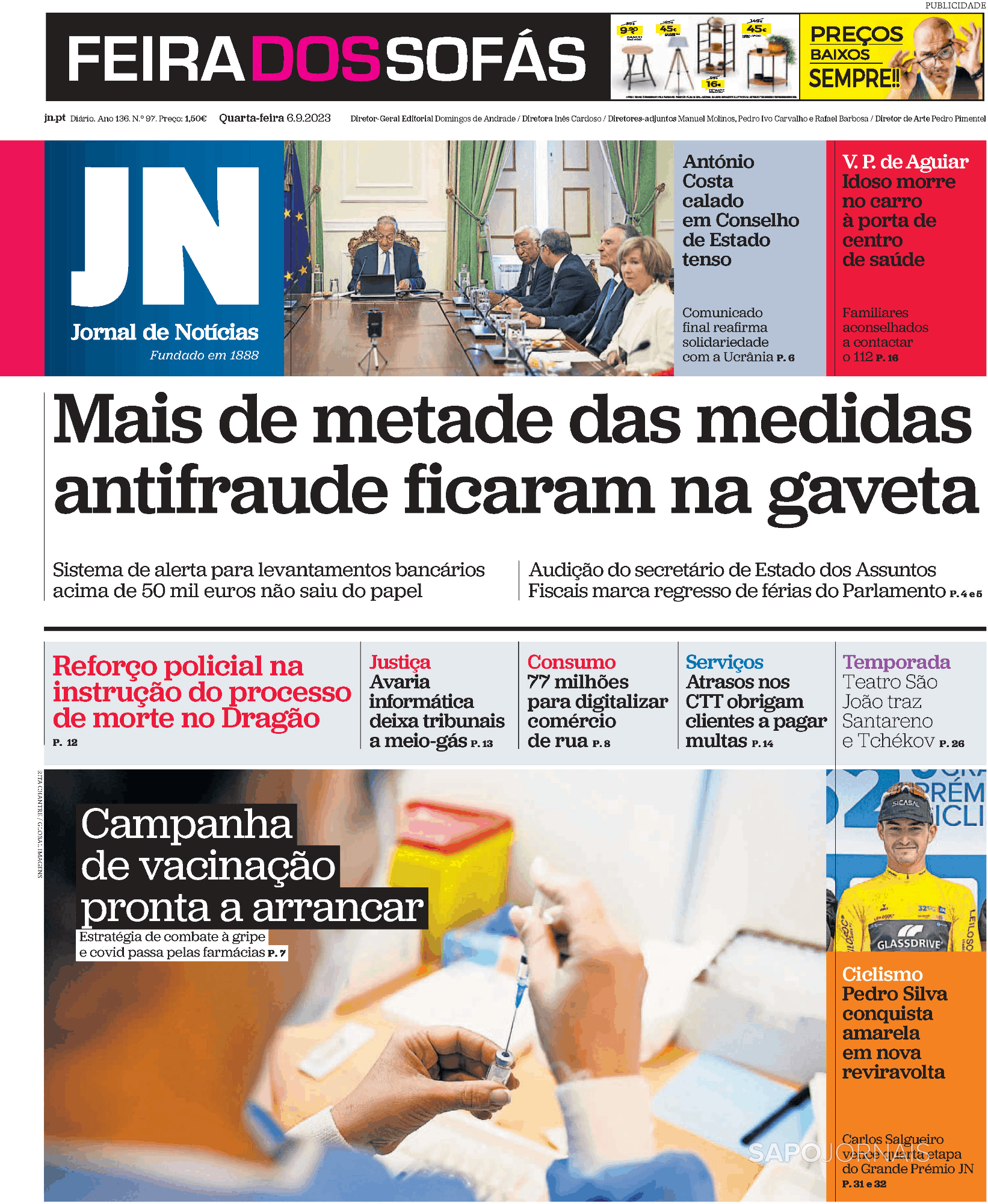 Jornal De Notícias 6 Set 2023 Jornais E Revistas Sapopt Última Hora E Notícias De Hoje 4976