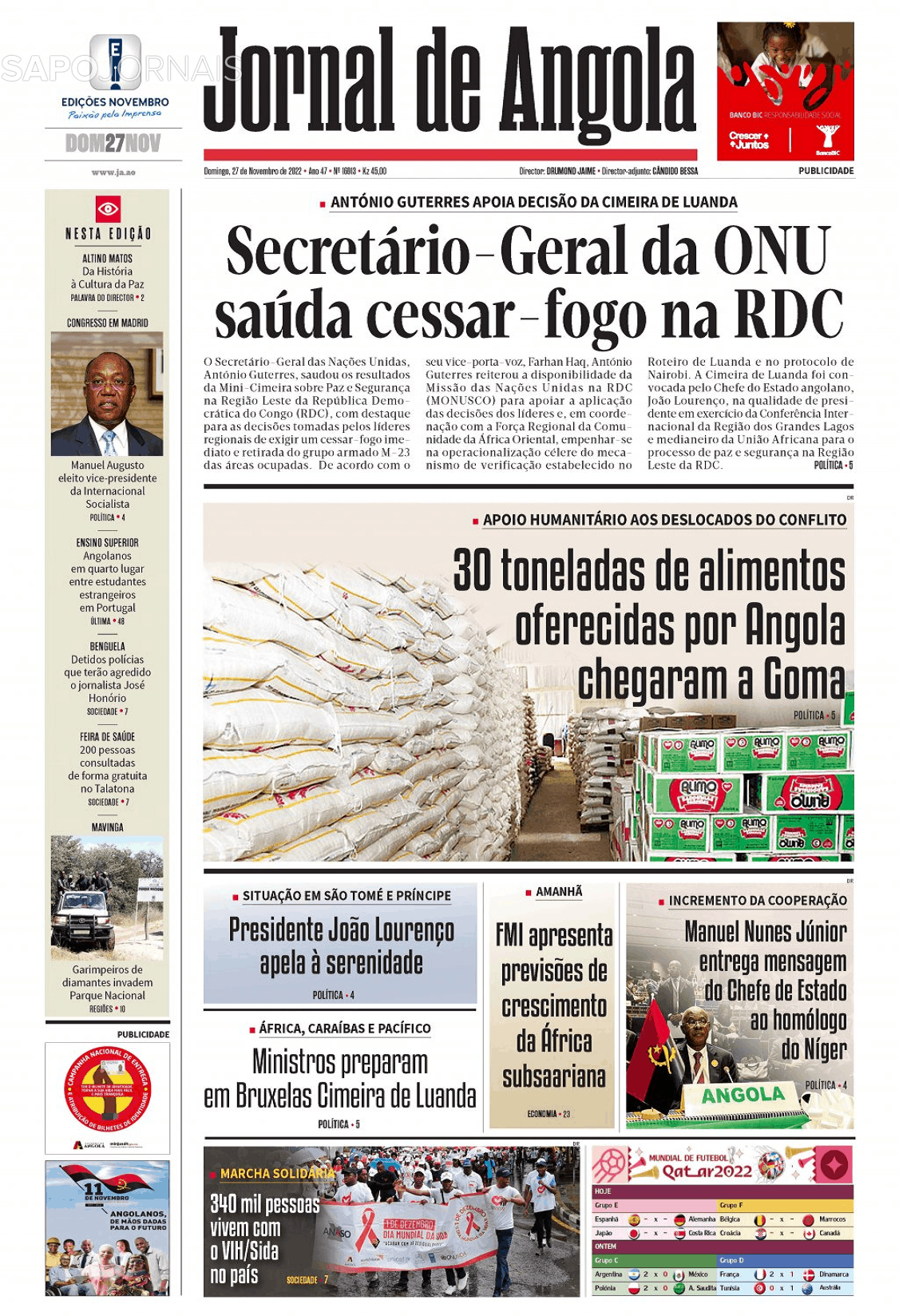 Jornal De Angola 27 Nov 2022 Jornais E Revistas Sapopt Última Hora E Notícias De Hoje 7798