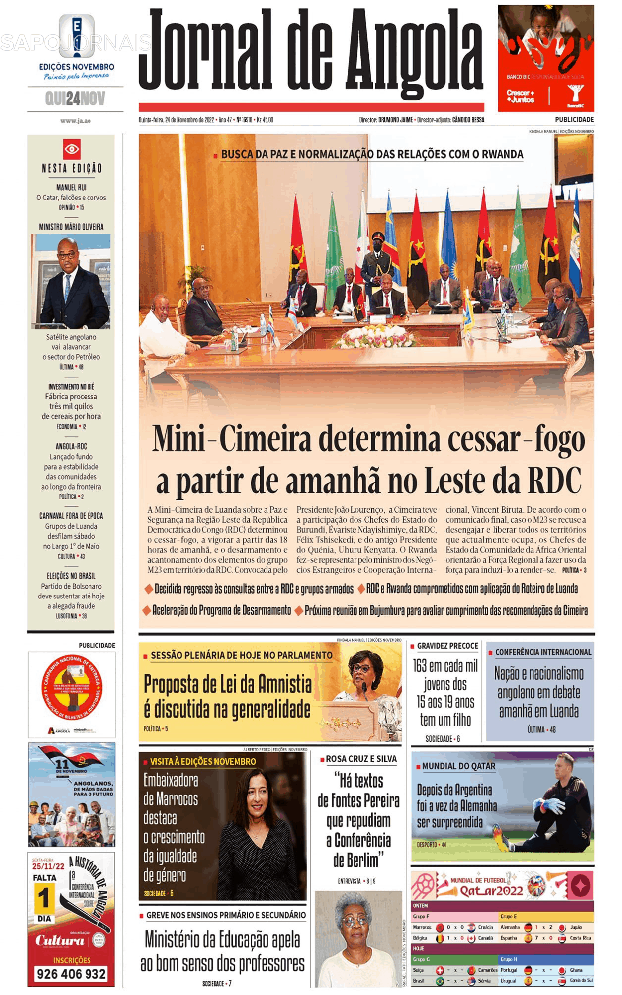 Jornal De Angola 24 Nov 2022 Jornais E Revistas Sapopt Última Hora E Notícias De Hoje 2215