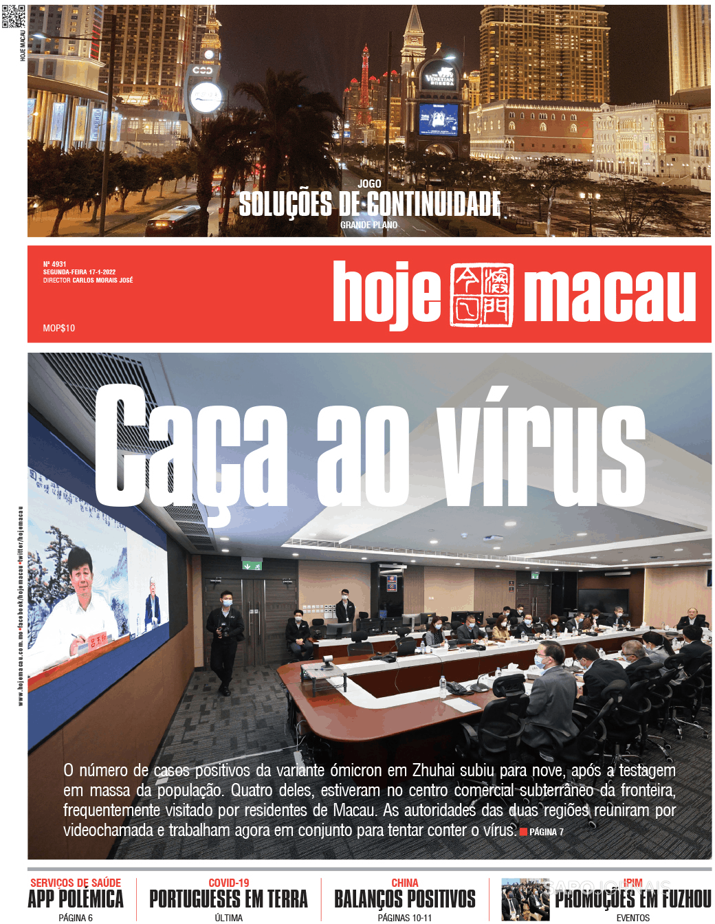 Hoje Macau 17 Jan 2022 Jornais E Revistas Sapo 9402