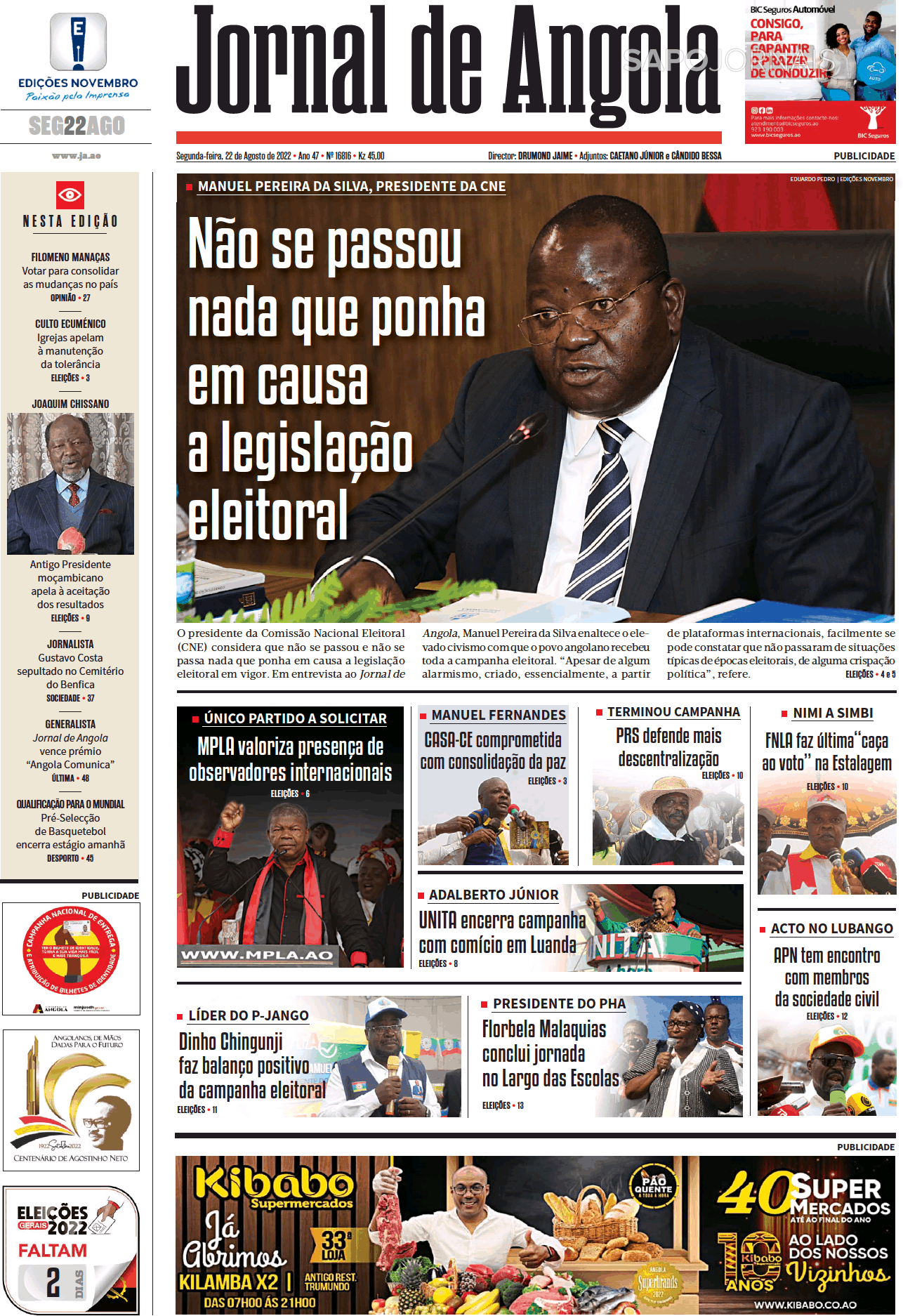 Jornal De Angola 22 Ago 2022 Jornais E Revistas Sapo 7456