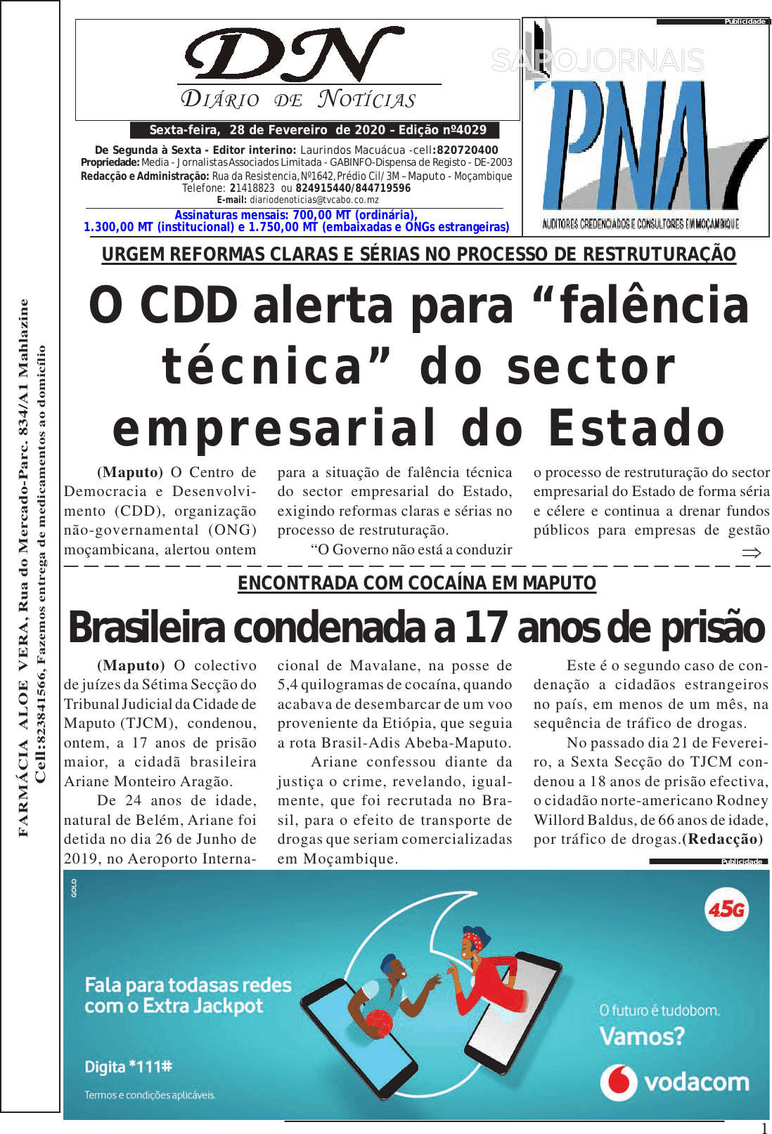 Mediafax 28 Fev 2020 Jornais E Revistas Sapopt Última Hora E Notícias De Hoje 1183