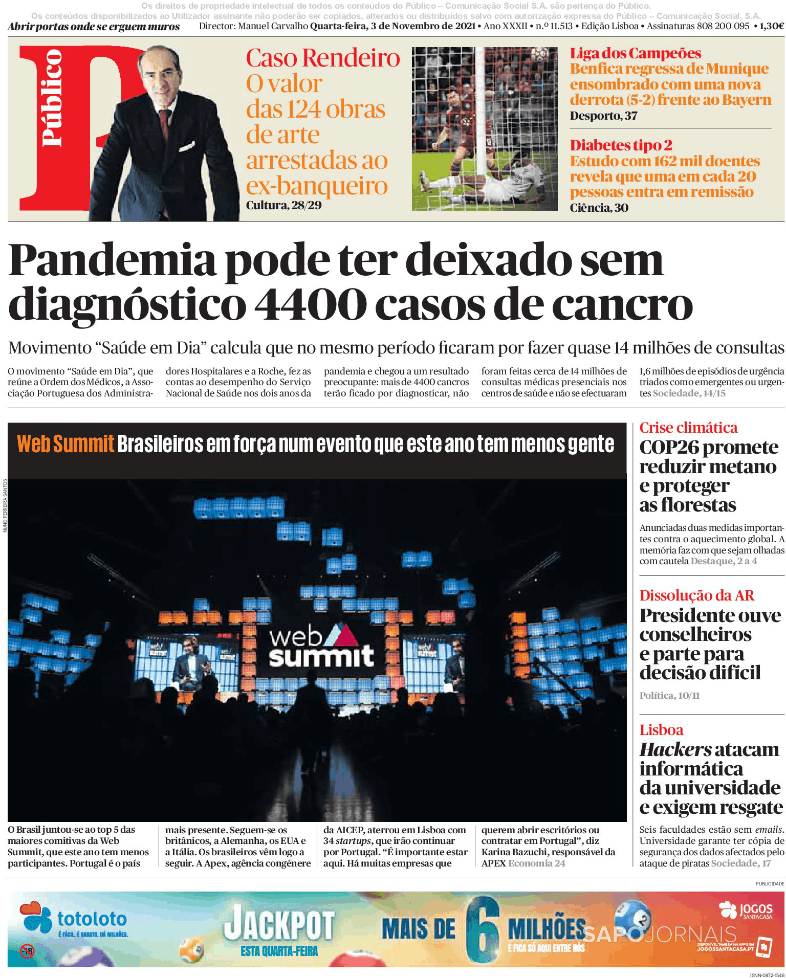 Público 3 Nov 2021 Jornais E Revistas Sapopt Última Hora E Notícias De Hoje Atualizadas 2266