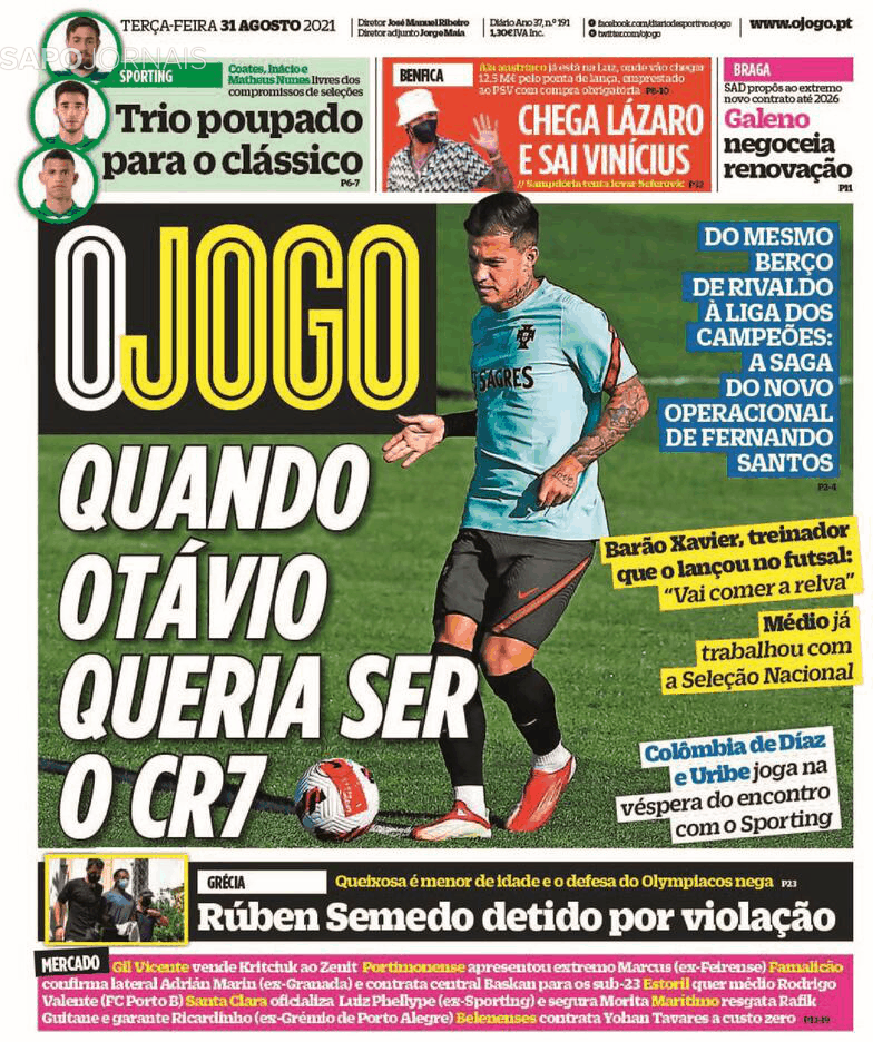 O Jogo 31 Ago 2021 Jornais E Revistas Sapo 24 4014