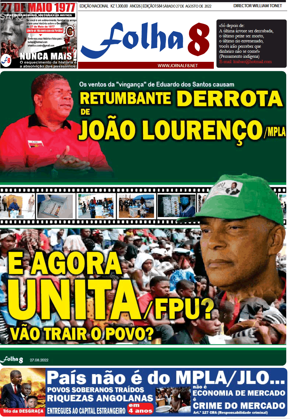 Folha 8 27 Ago 2022 Jornais E Revistas Sapo 0282