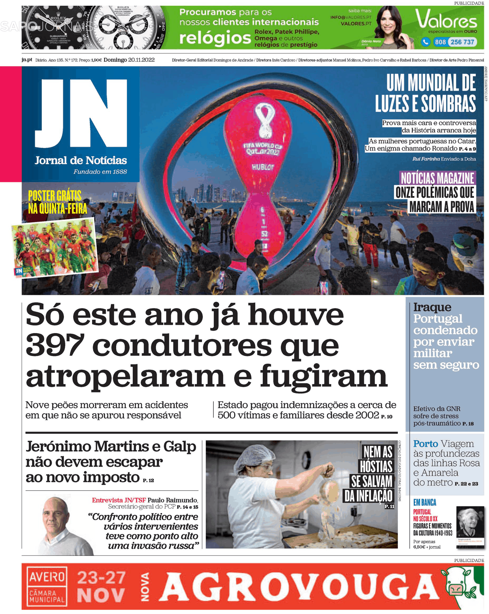 Jornal De Notícias 20 Nov 2022 Jornais E Revistas Sapopt Última Hora E Notícias De Hoje