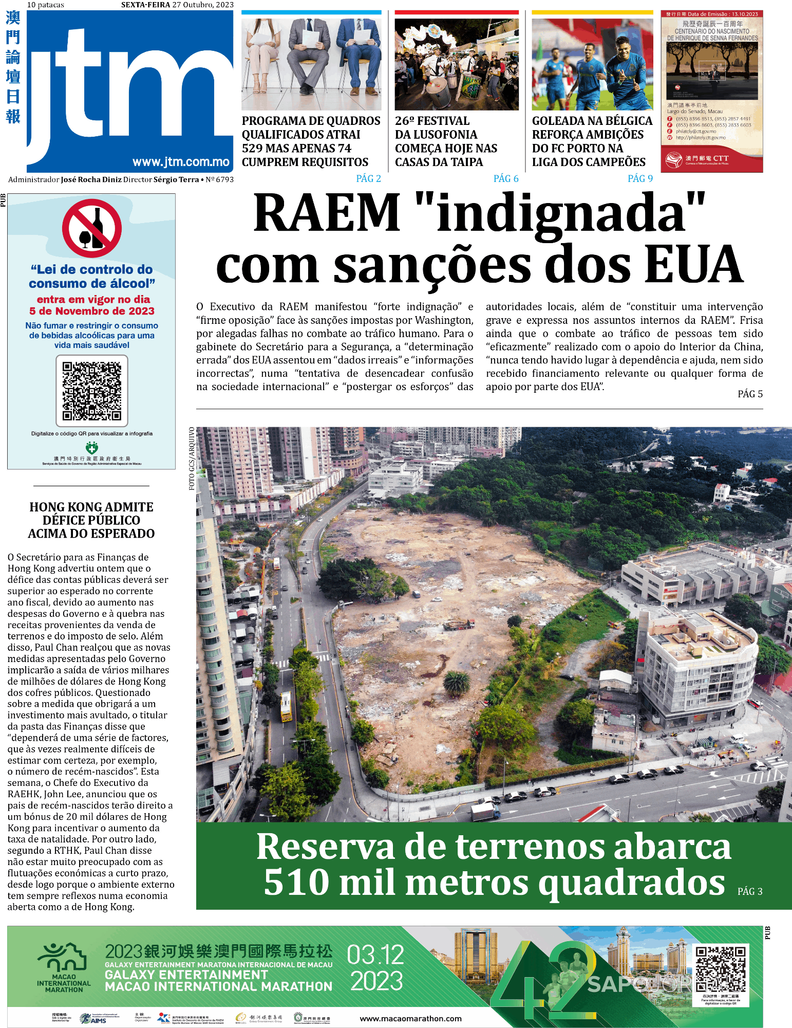 Jornal Tribuna De Macau 27 Out 2023 Jornais E Revistas Sapopt Última Hora E Notícias De 0795